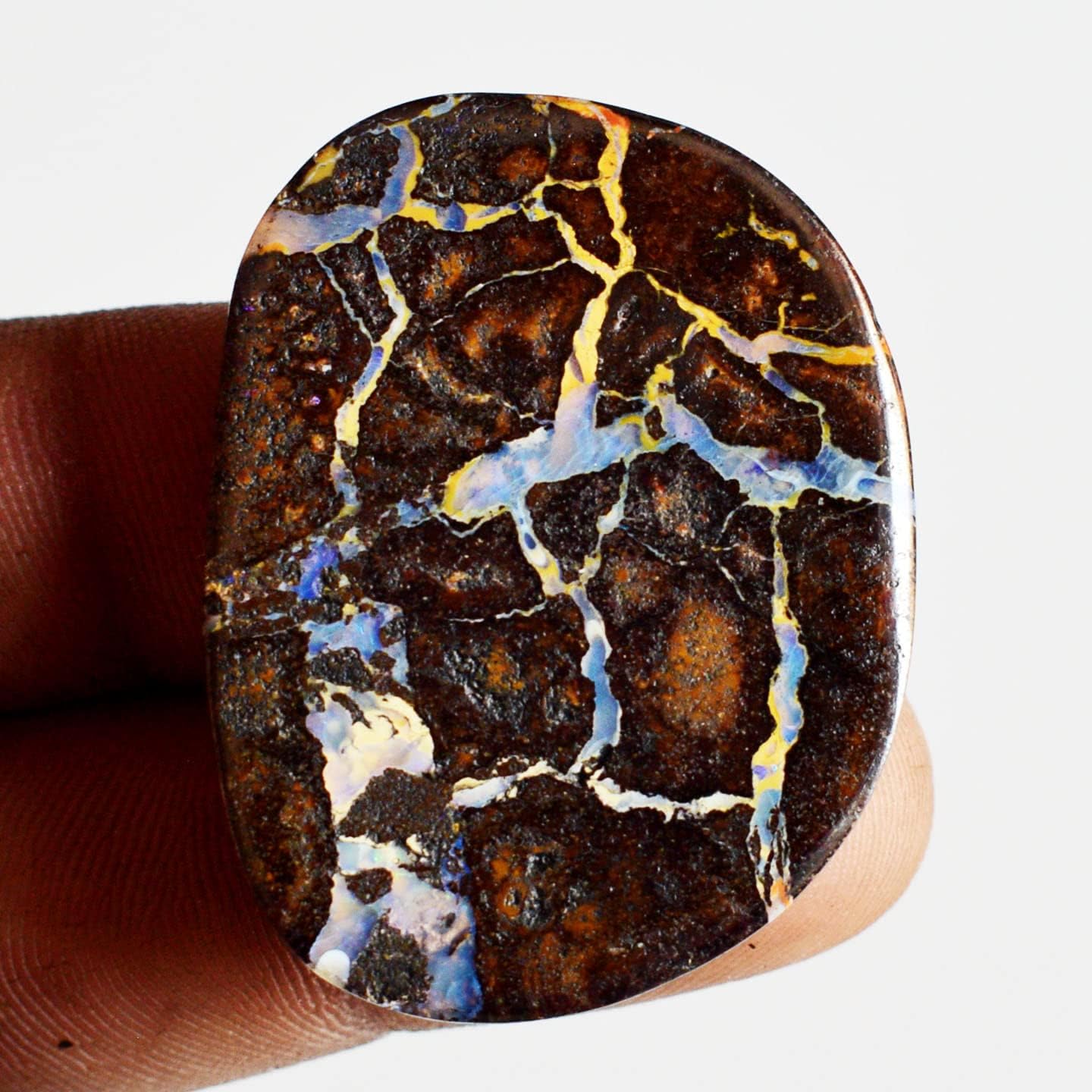 Natural Multicolor Boulder Opal 66 Ct Fancy Cabochon Loose Gemstone Single Stone for Ring Pendant Necklace Making DIY Craft Jewelry 38x29x6 mm image 2