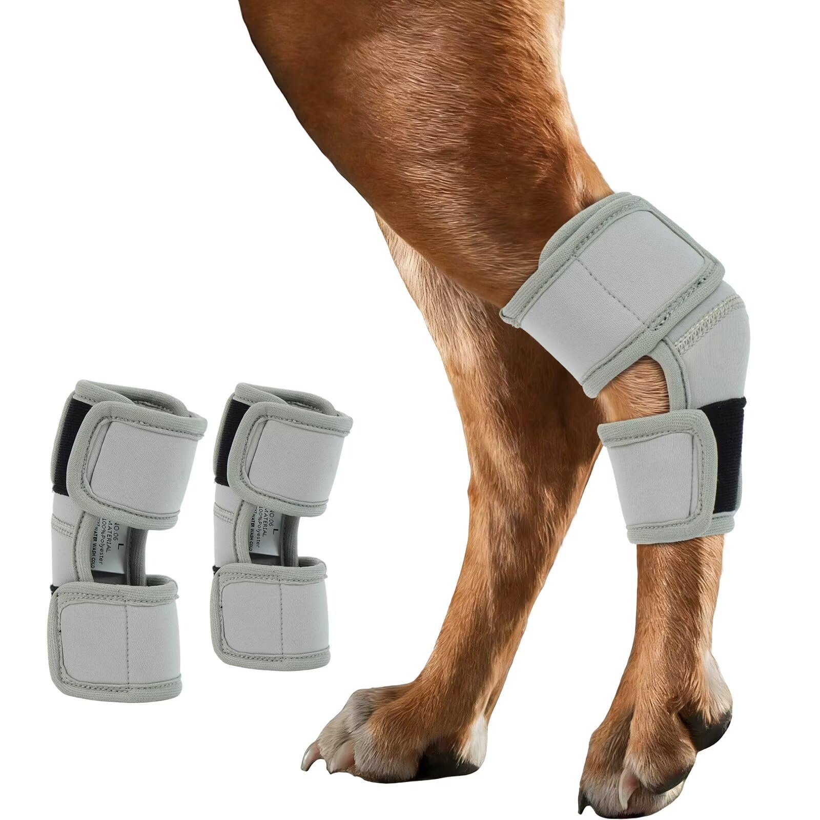 IECOii 2PCS Dog Brace Leg Wrist Support,Breathble Dog Hock Brace for Hind Front Leg,Compression Joint Support Splint with Dual Straps for Sprain,Injury Recovery and Arthritis Relief Grey,Size XL