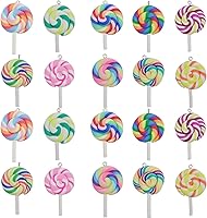 20pcs Colorful Polymer Clay Lollipop Pendant Charms by Kukiwhy - Cute DIY Necklace Earring Keychain Supplies