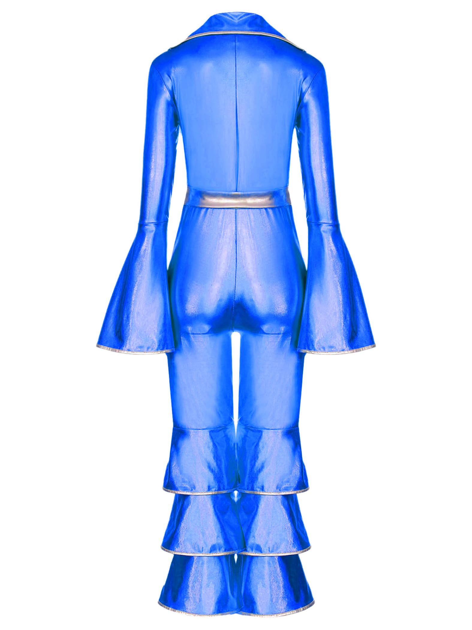 Traje De Baile Metálico Para Niñas Mono Con Volantes Disfraz De Discoteca Traje Completo Manga Larga Vestuario Baile Los Años 70 Para Actuación