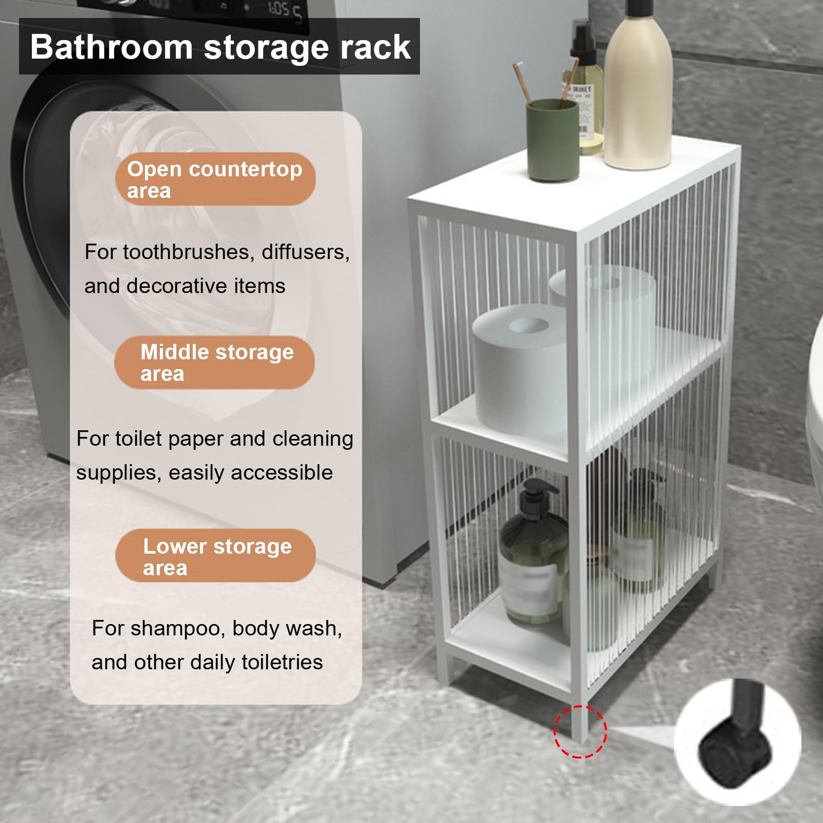 Carrito rodante Delgado - Estantería Estrecha de 3 Niveles con Ruedas, Estante de Almacenamiento de Metal para baño y Cocina, Estante Abierto para Espacios reducidos (Negro, 35x25x