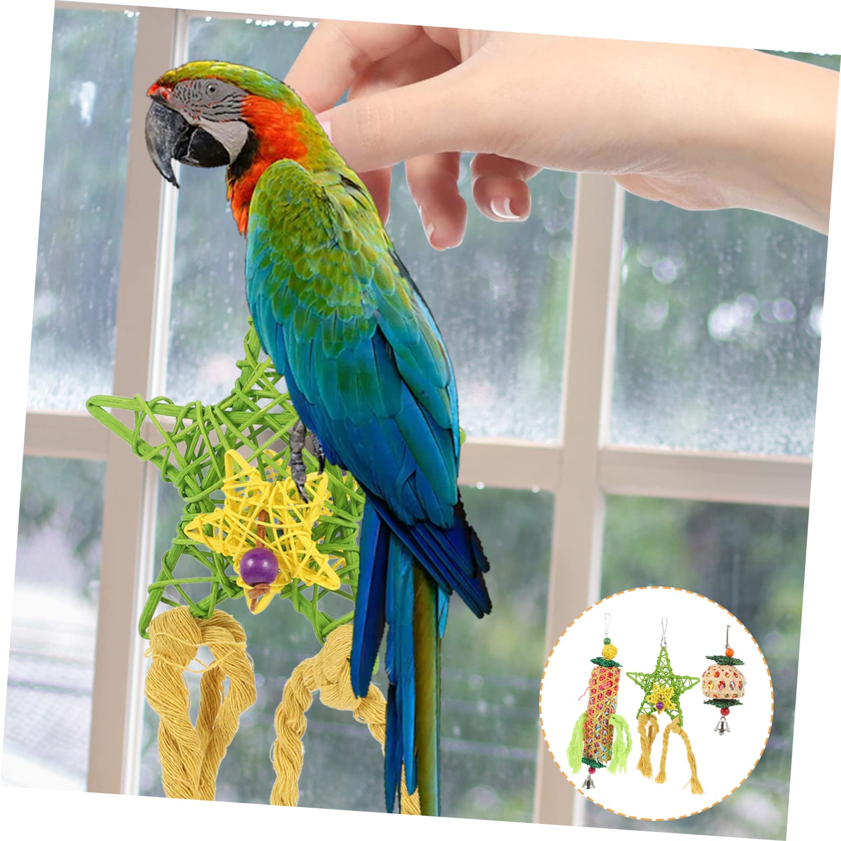 POPETPOP 9pièces Jouet pour Oiseaux Accessoires Colorés pour Perruches Et Perroquets Jouets à Mâcher Matériau Résistant pour Cage à Oiseaux