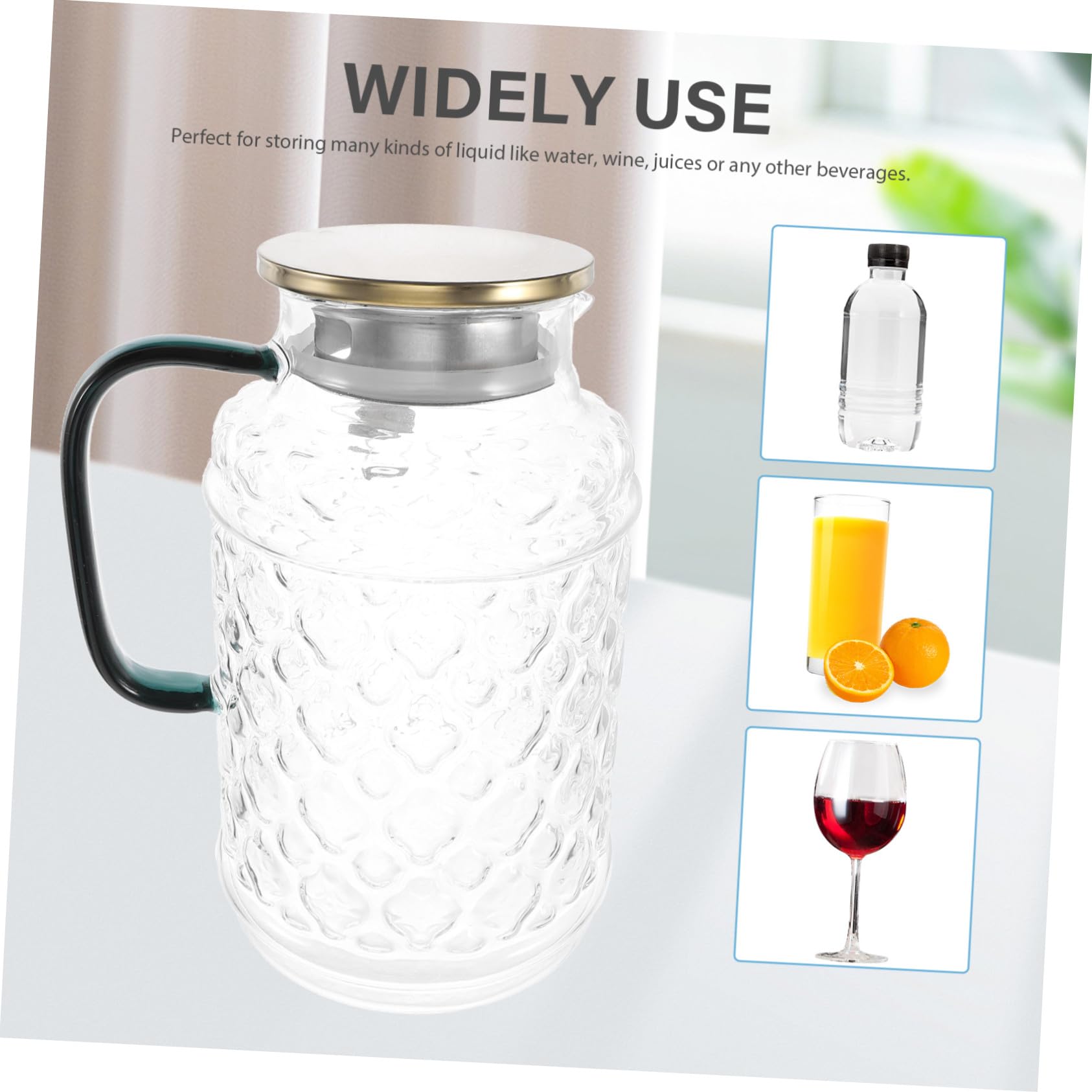 STOBAZA Jarra de Vidrio con Tapa para Nevera de 1.7l, Práctica y Fácil de Almacenar, Adecuado para Preparar Té y Bebidas Frías en Casa