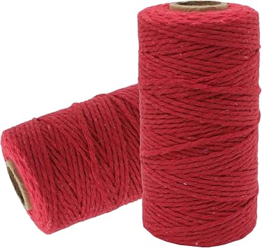 Bakers Twine Cotton String 2mm Red Bread Twine String - 656 Feet String for Gift Wrapping