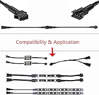 Vista 4 de Juego de 4 cables de extensión de luz LED RGB de 47.2 in, multicolor para luces LED, motocicleta, ATV, coche, multicolor (4 unidades, 47.2 in)