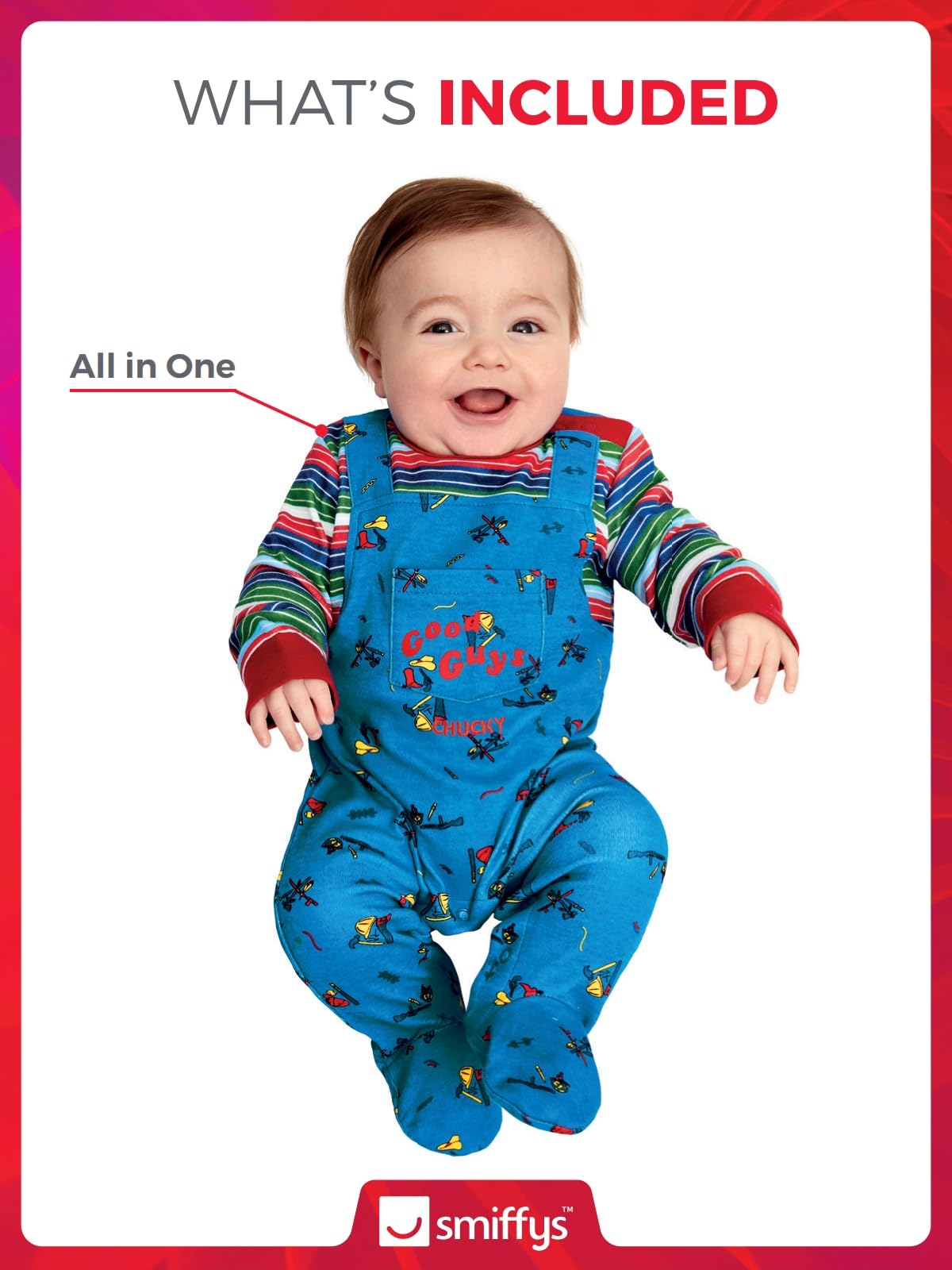 Smiffys Infant Smiffys Offiziell lizenziertes Chucky Baby Kostüm Smiffys Offiziell lizenziertes Chucky Baby Kostüm