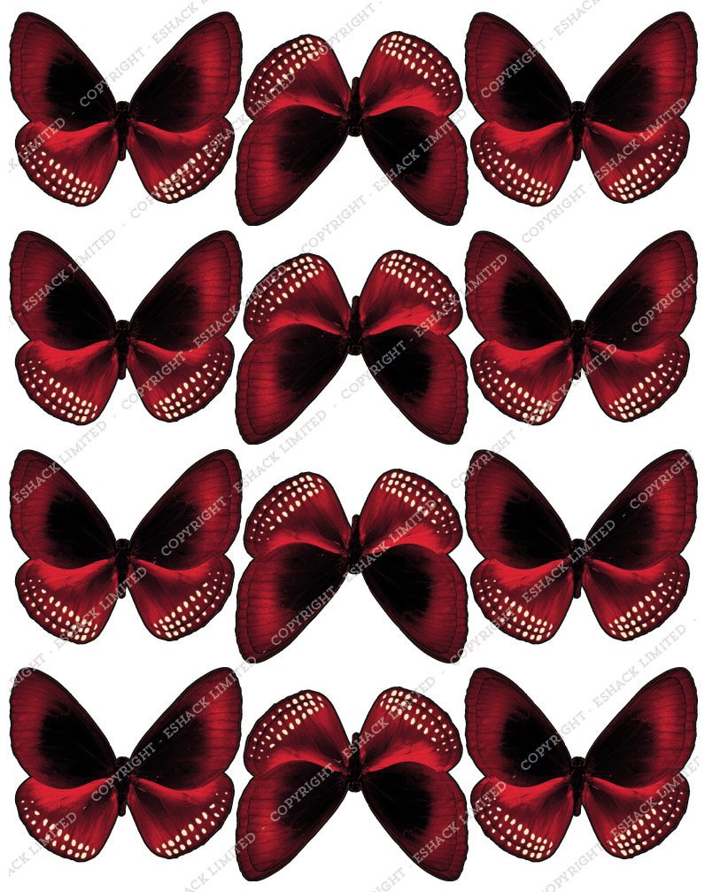 Cakeshop Edible Cake Toppers Est. 2012 Red Cakeshop 12 X Pre-Cut Edible Butterfly Cake Toppers