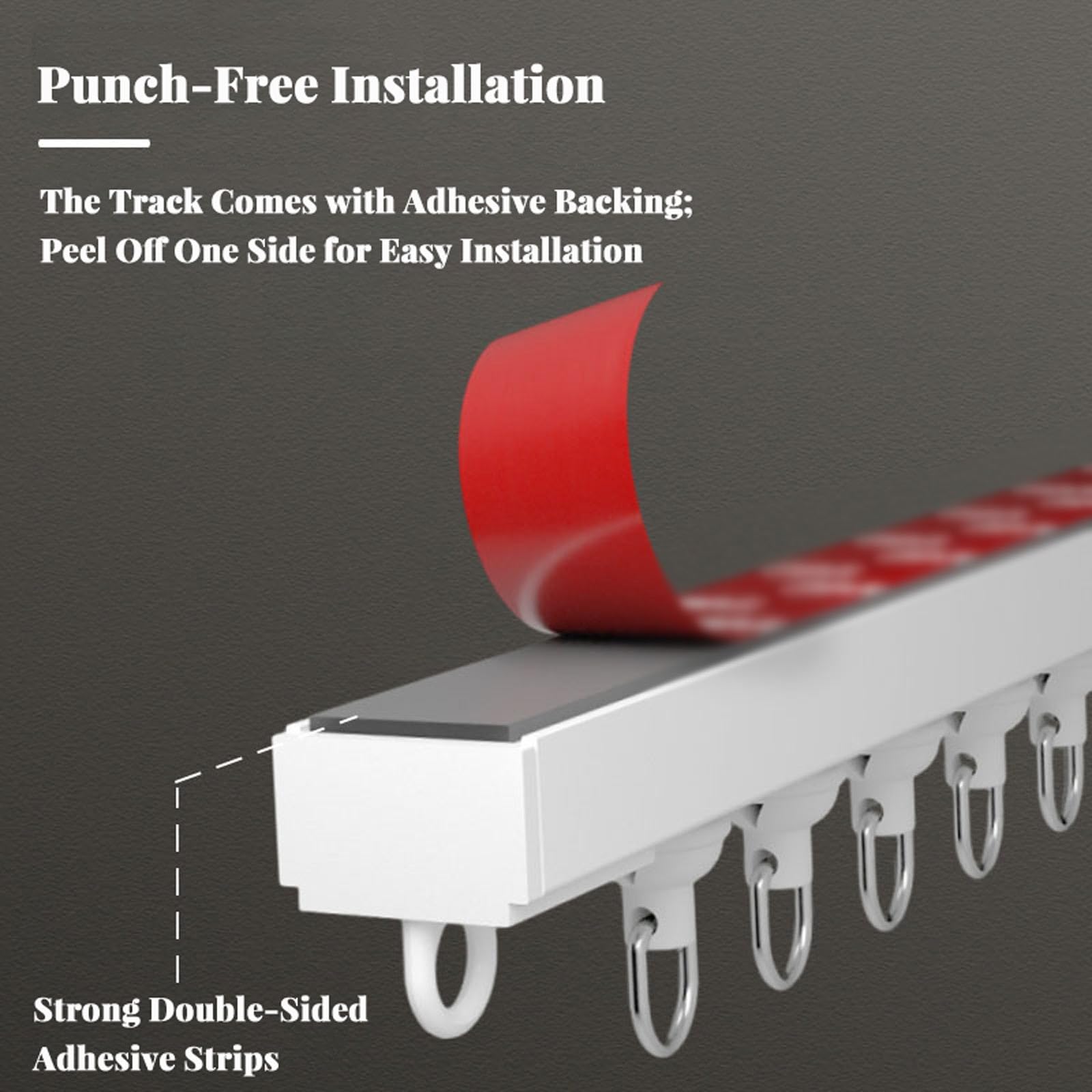 Tringle à rideau adhésive – Tringle de plafond sans perçage pour séparateur de pièce, rideaux de porte autocollants, facile à installer, 280 cm – Parfait pour la maison et le bureau
