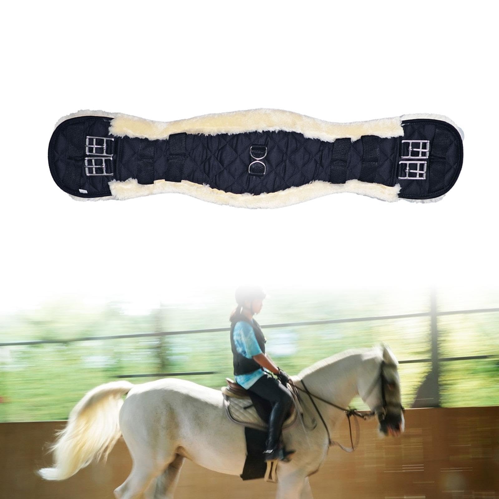 harayaa Cincha de de Imitación de Lana de Cordero, Correa de Silla de Montar, Cincha Resistente para Caballos, Accesorios para Sillas de Montar Inglesas