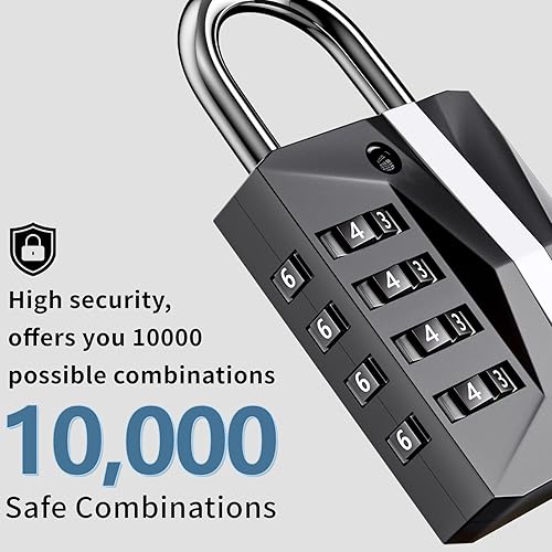 Miniatura 2 de Cerradura de combinación de 4 dígitos, reiniciable, metal impermeable, cerradura de casillero para escuelagimnasio, valla, puerta, caja de