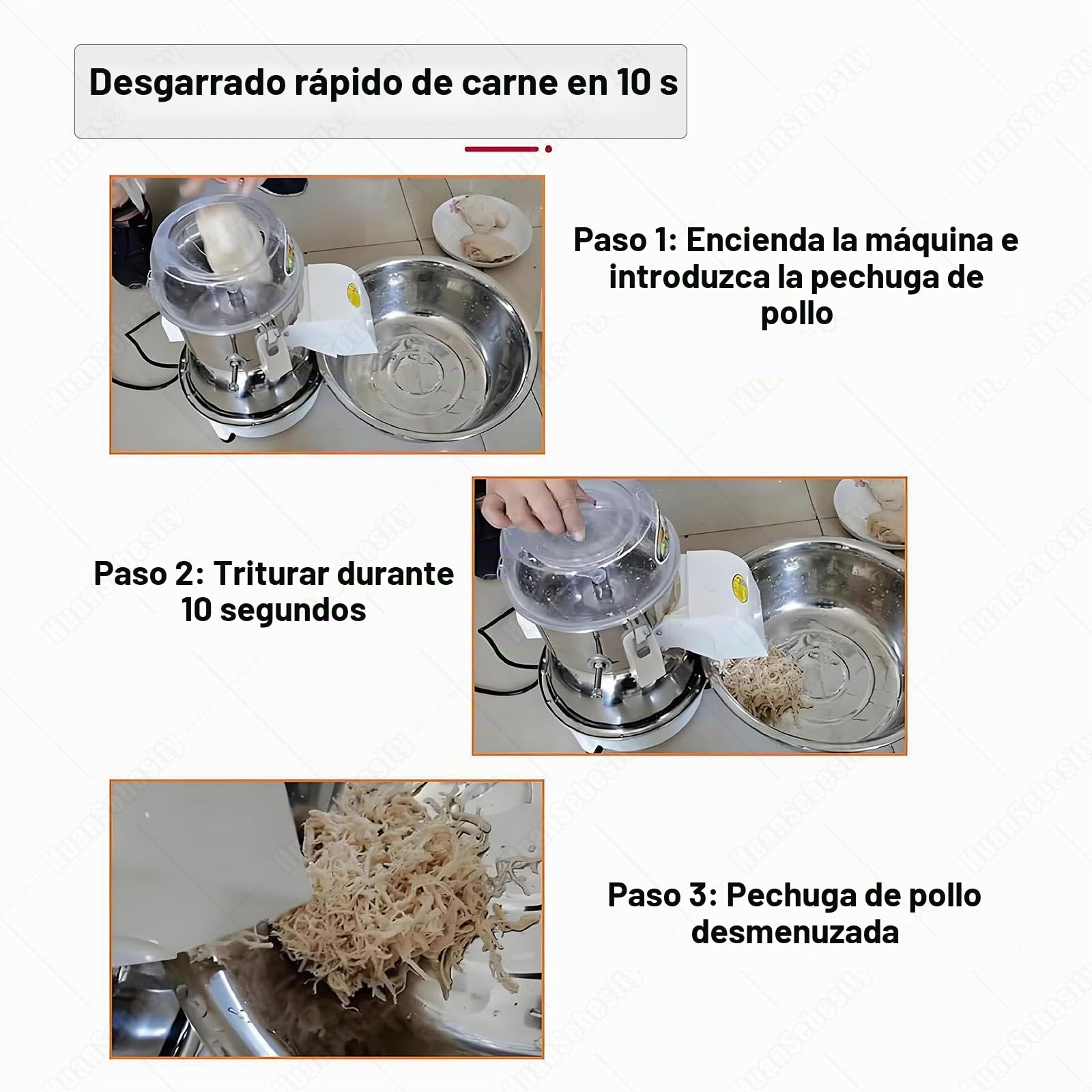 Desmenuzador De Pechuga De Pollo Eléctrico, Máquina De Desmenuzado De Carne De Pechuga De Pollo De 180w,Desgarrador Carne Eléctrico Con Hoja Acero Inoxidable Y Motor Alto