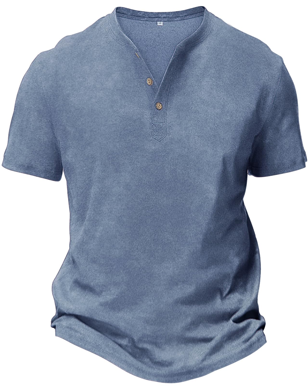 HMIYA Hemd Herren 100% Baumwolle Vintage Henley Shirt Kurzarm T-Shirts für Herren Sommerhemd Beiläufig Männer