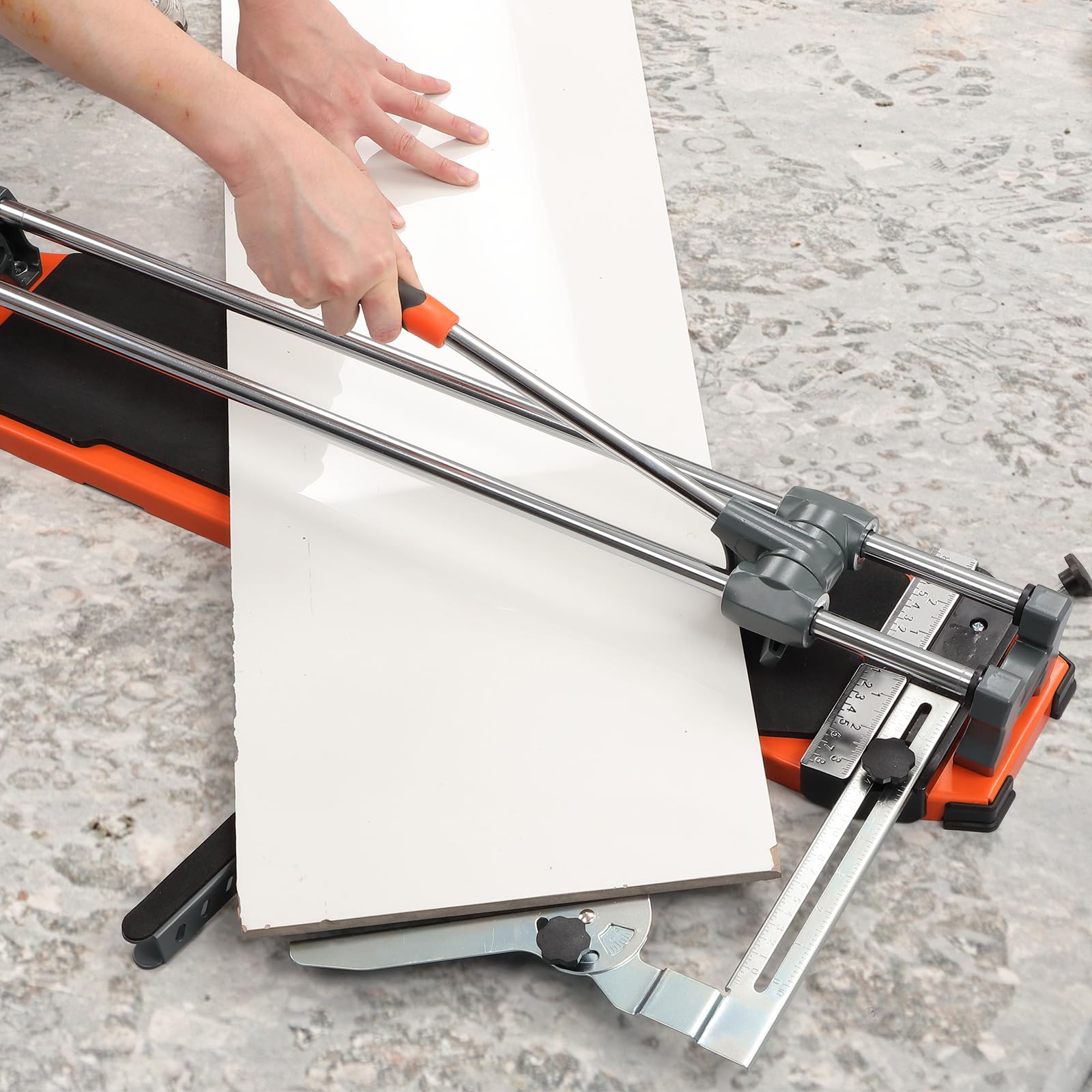 TILER 630mm Manuell Fliesenschneider,25 Zoll Profi Fliesenschneidmaschine mit Hartmetall-Schneidrad,Doppel-Stützfüße, Präziser Fliesenschneider für Keramik & Porzellan