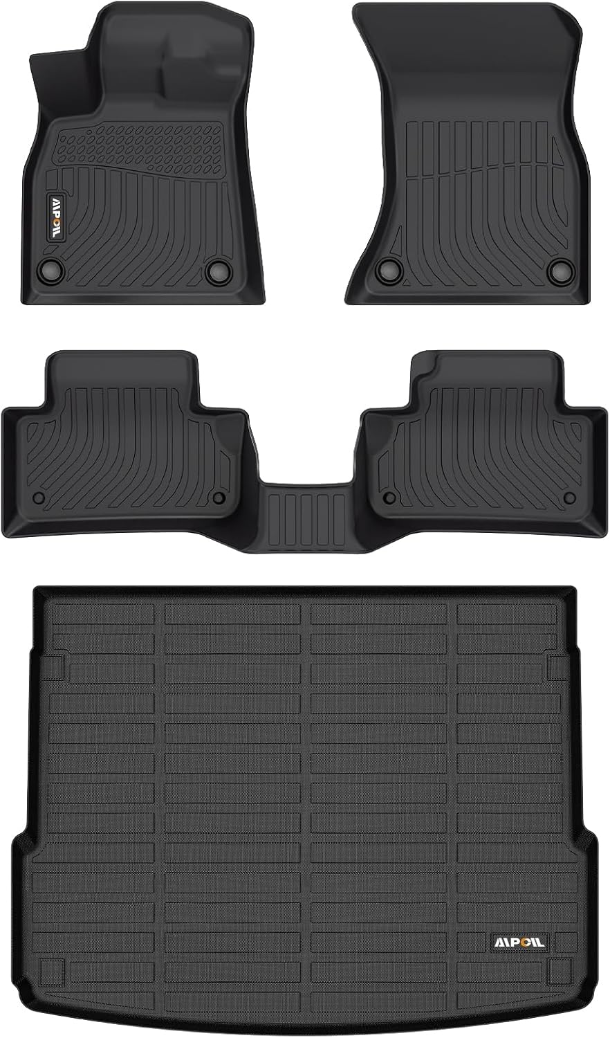 AIPOIL® Floor Mats & Cargo Liner Set for 2018-2025 Audi Q5 & SQ5 All Weather Protection TPE Anti-Slip Automotive Full Set Custom Car Mats Accessories - Black 39) For Q5 2018-2025Full Set