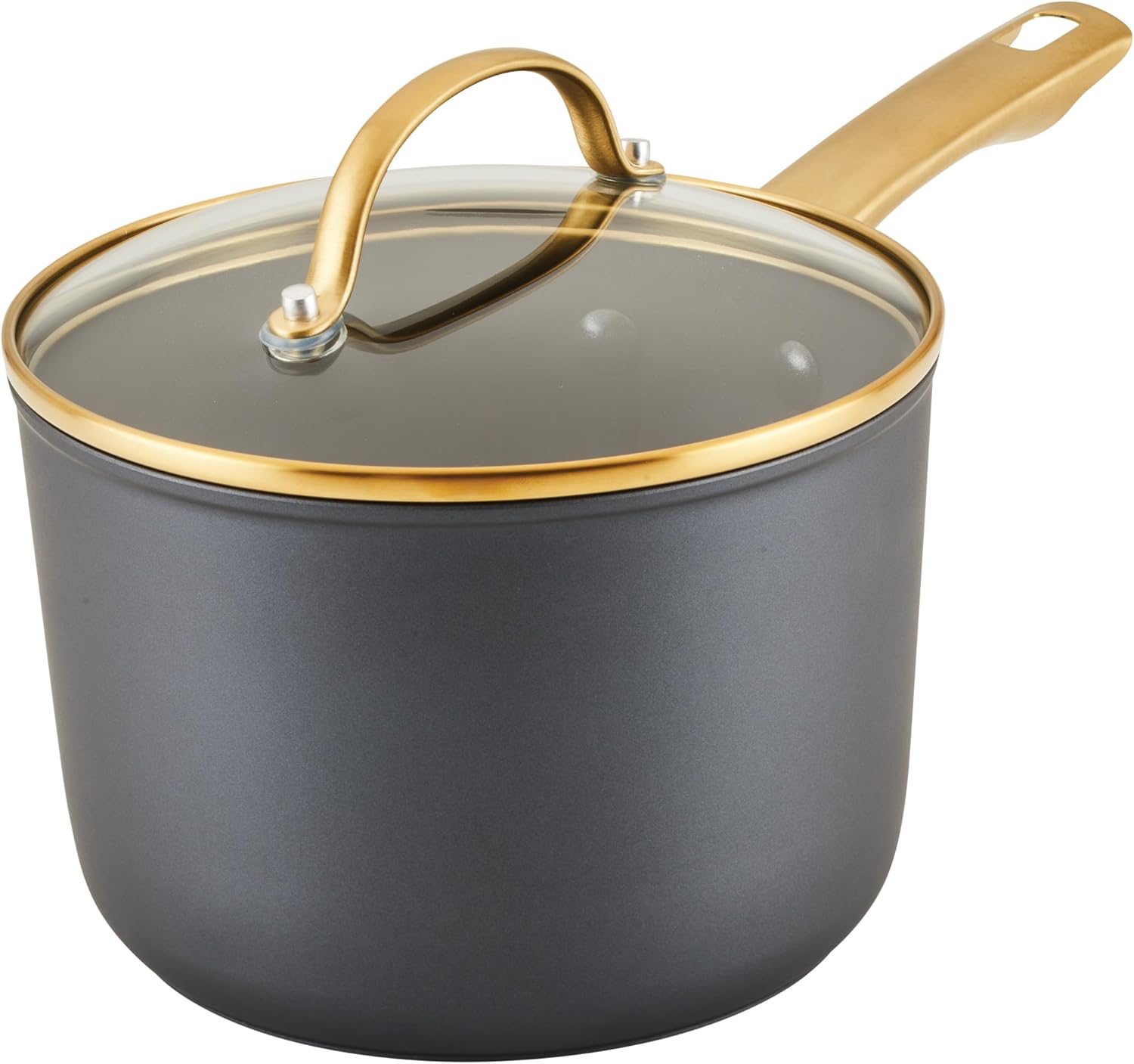 Farberware Forged Induction Ceramic Cookware Nonstick Saucepan with Lid, Dishwasher Safe, Suitable for All Stovetops, 3 Quart Sauce Pan - Black and Gold