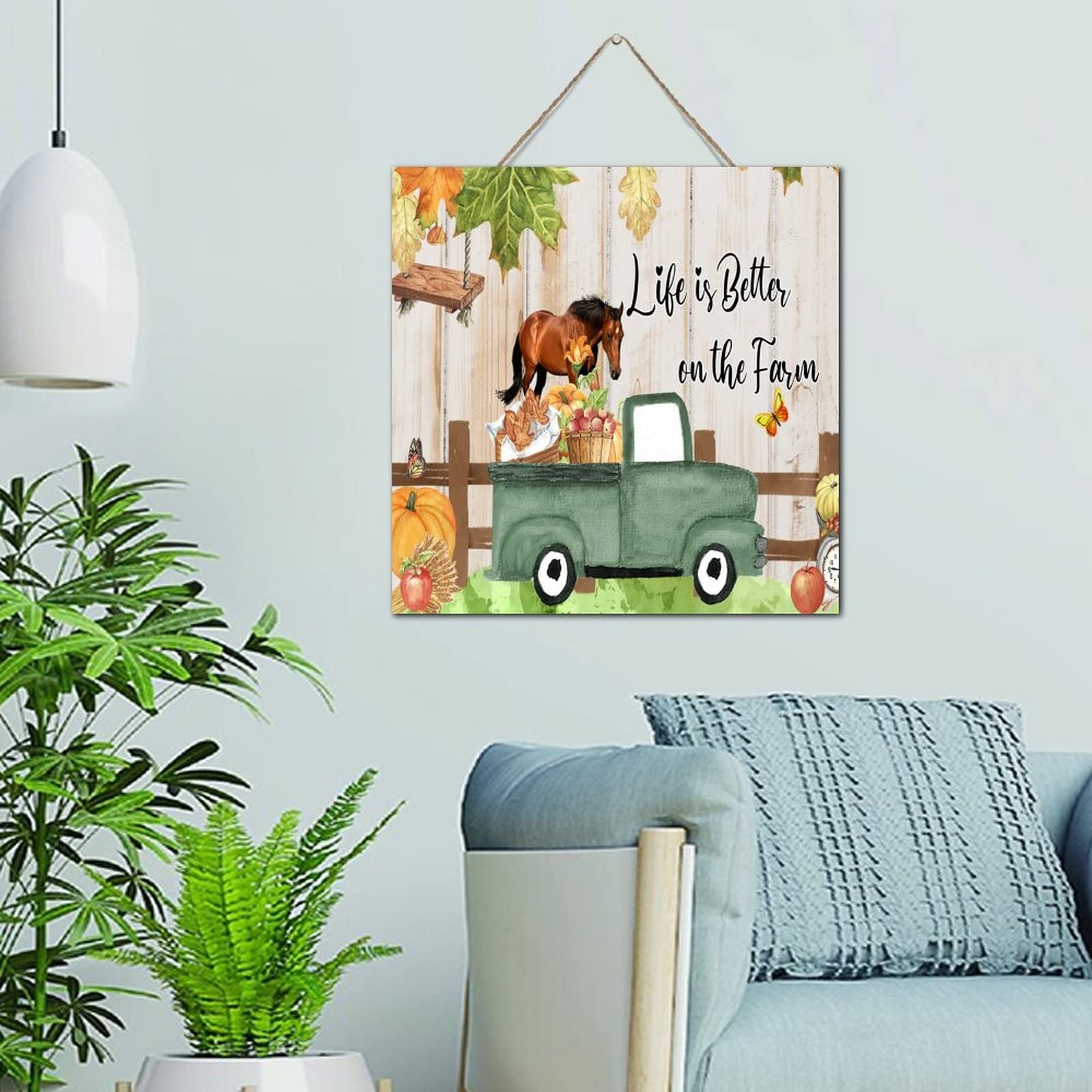 Décoration murale positive en bois pour salon et bureau style ferme vintage 30,5 cm