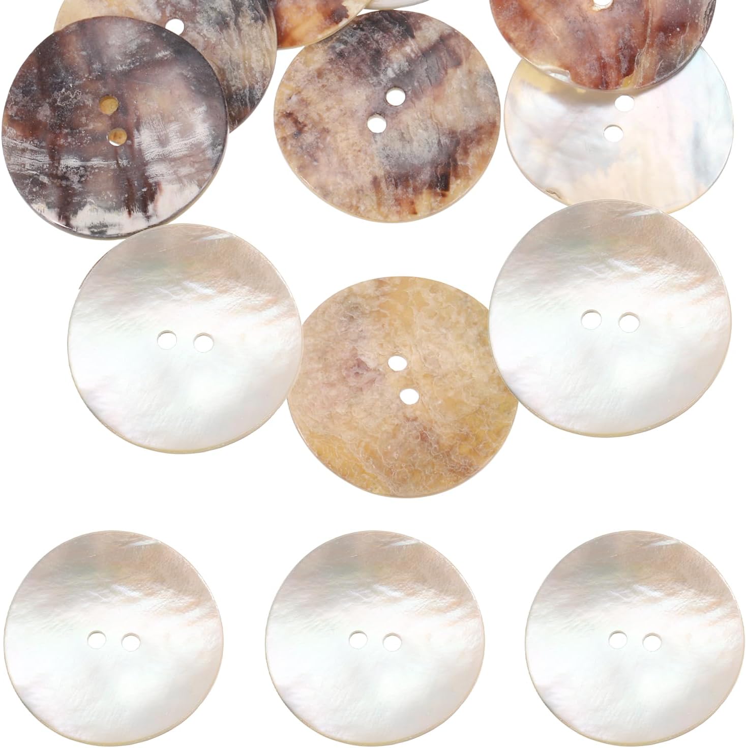 sourcing map 10Pcs Round Natural Shell Buttons,28mm 2 Holes Mother of Pearl Craft Seashell Sewing Buttons for Clothes Shirts Dresses Sewing DIY Craft Making, Dark Smoke Grey