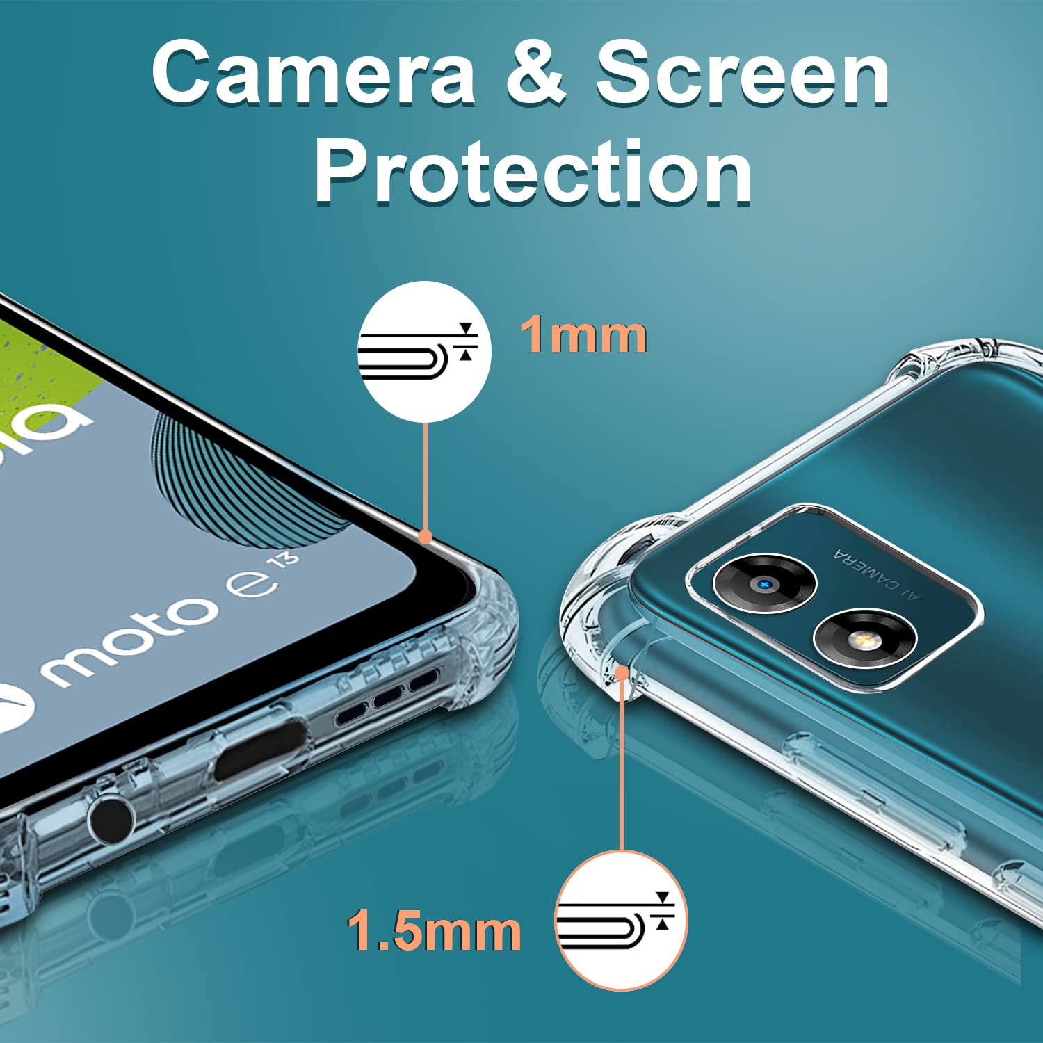 Custodia per Motorola Moto E13 Cover in Silicone Misto Doppio Strato Resistente Armor Copertura Bumper Antiurto con Staffa Posteriore Case Compatibile con Motorola Moto E13 Custodia, Nero
