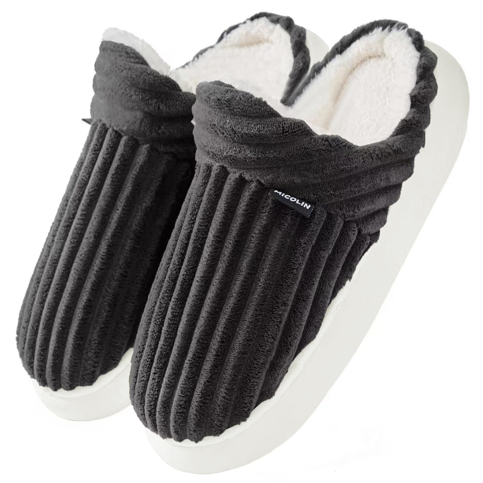 Misolin Hausschuhe Damen Herren Winter Wärme With Memory Foam Kordsamt Plüsch Weiche Slippers Rutschfeste Bequem Pantoffeln Indoor Outdoor