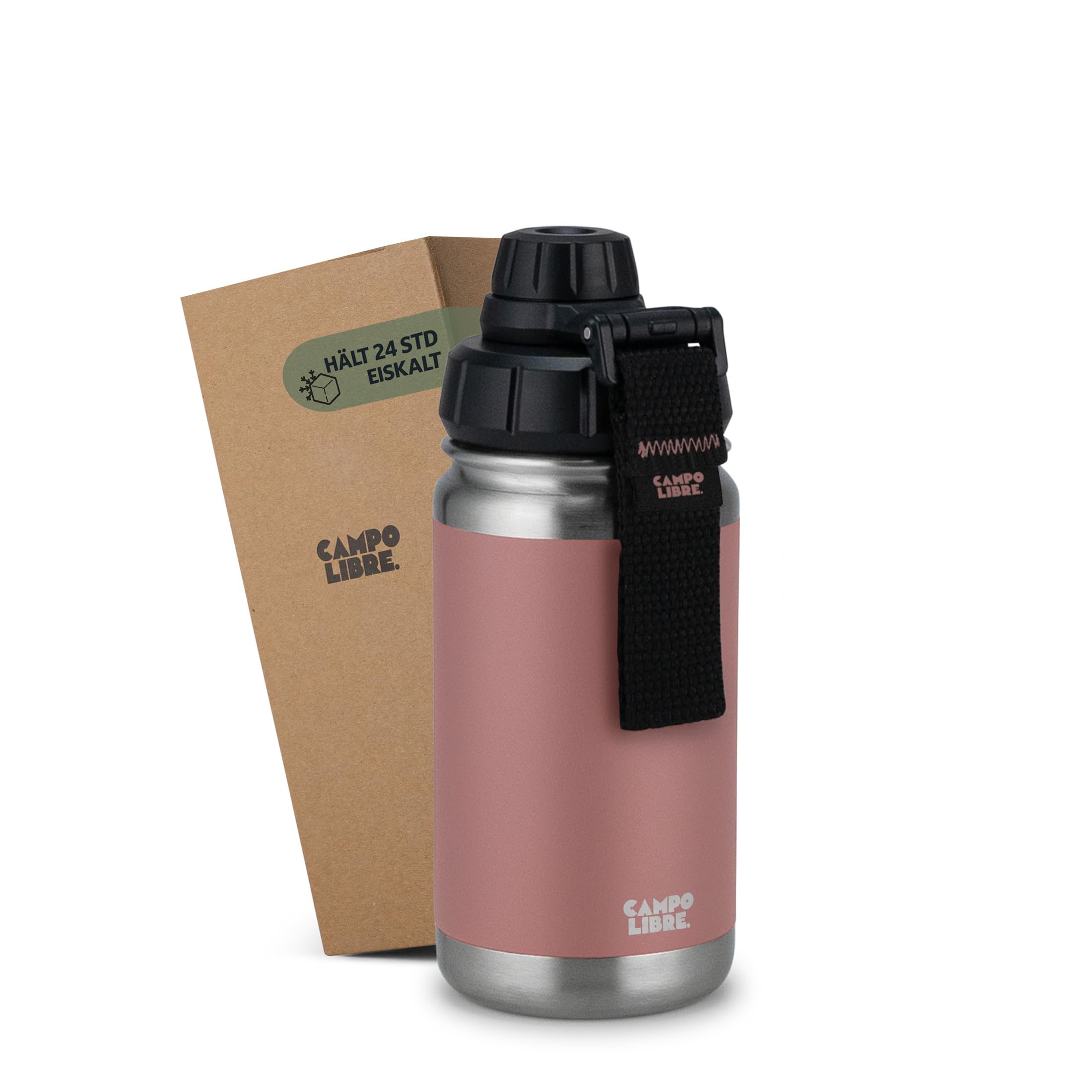 Campo Libre.® Premium Edelstahl Trinkflasche 400ml | 12h heiß/eiskalt | isolierter Thermobecher | Kaffeebecher on the go | Auslaufsicher | Kohlensäure geeignet