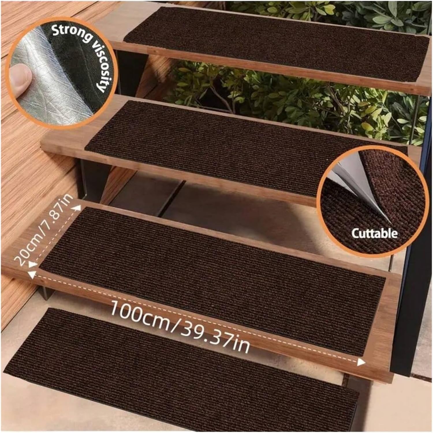 Stair Treads Slip Carpet 1pc Washable Non-Slip Stair Treads Protector Rug Self-Adhesive Carpet Safety Pad Stepping Indoor Floor Mats100x20CM(Dark Blue)