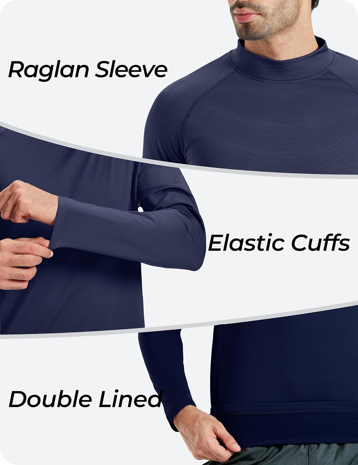 Men's Thermal Shirt Long Sleeve Mock Neck Fleece Lined Undershirt Athletic Warm Base Layer for Cold Weather Sports - Image 5