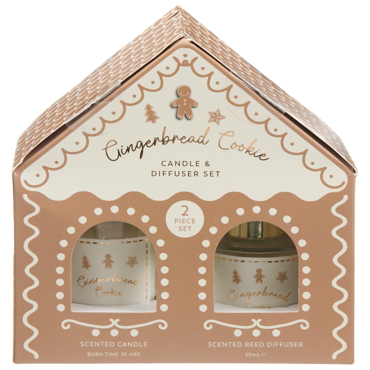 Gingerbread Cookie Candle & Diffuser Set 2pc - Featuring A Gingerbread Scented Candle and Gingerbread Scented Diffuser, Create A Cosy Christmas Ambience with This Magical Set.