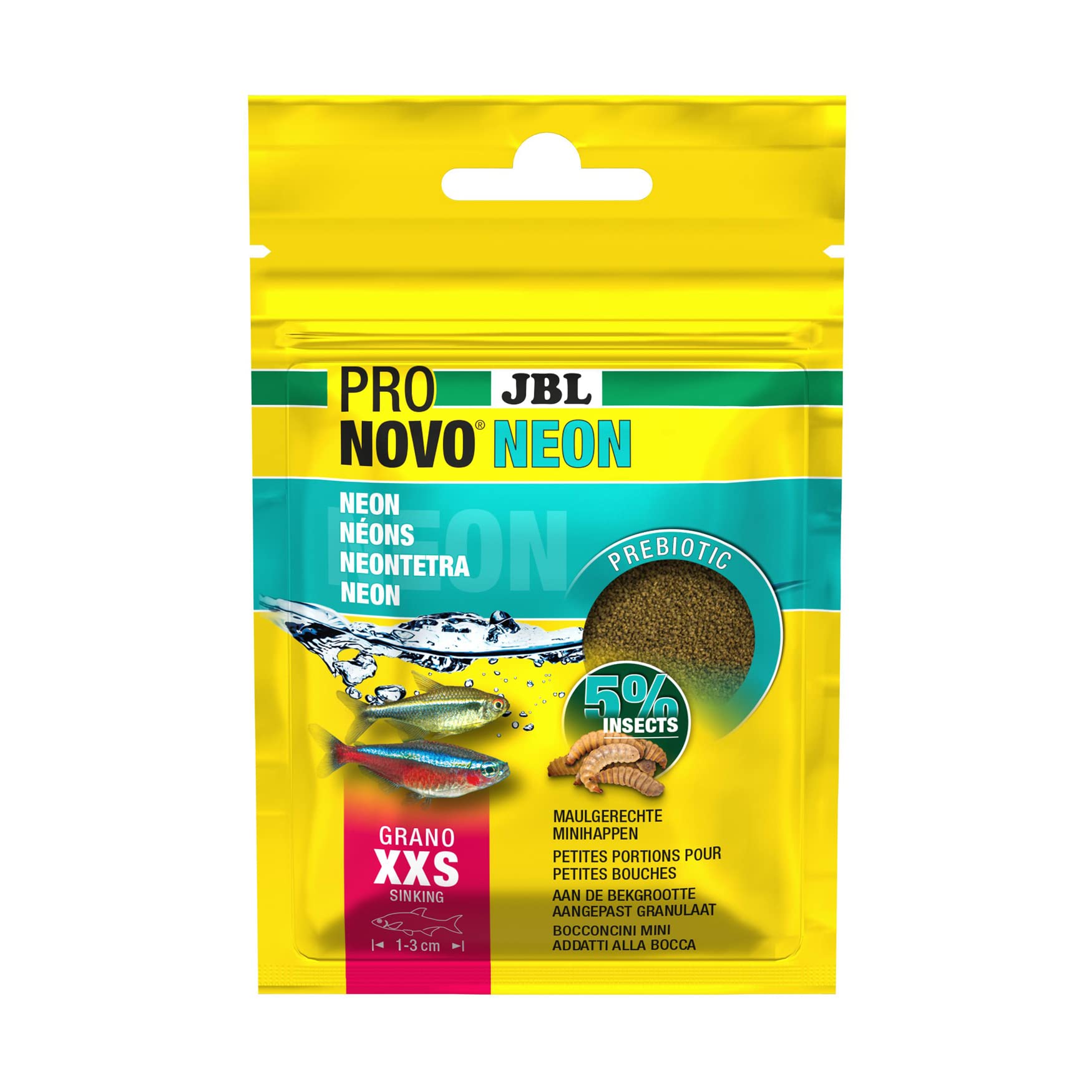 JBL PRONOVO Neon Grano, alimento Principal para neones y pequeños salteadores de 1 – 3 cm, gránulos de pienso para Peces, Talla XXS, 20 ml