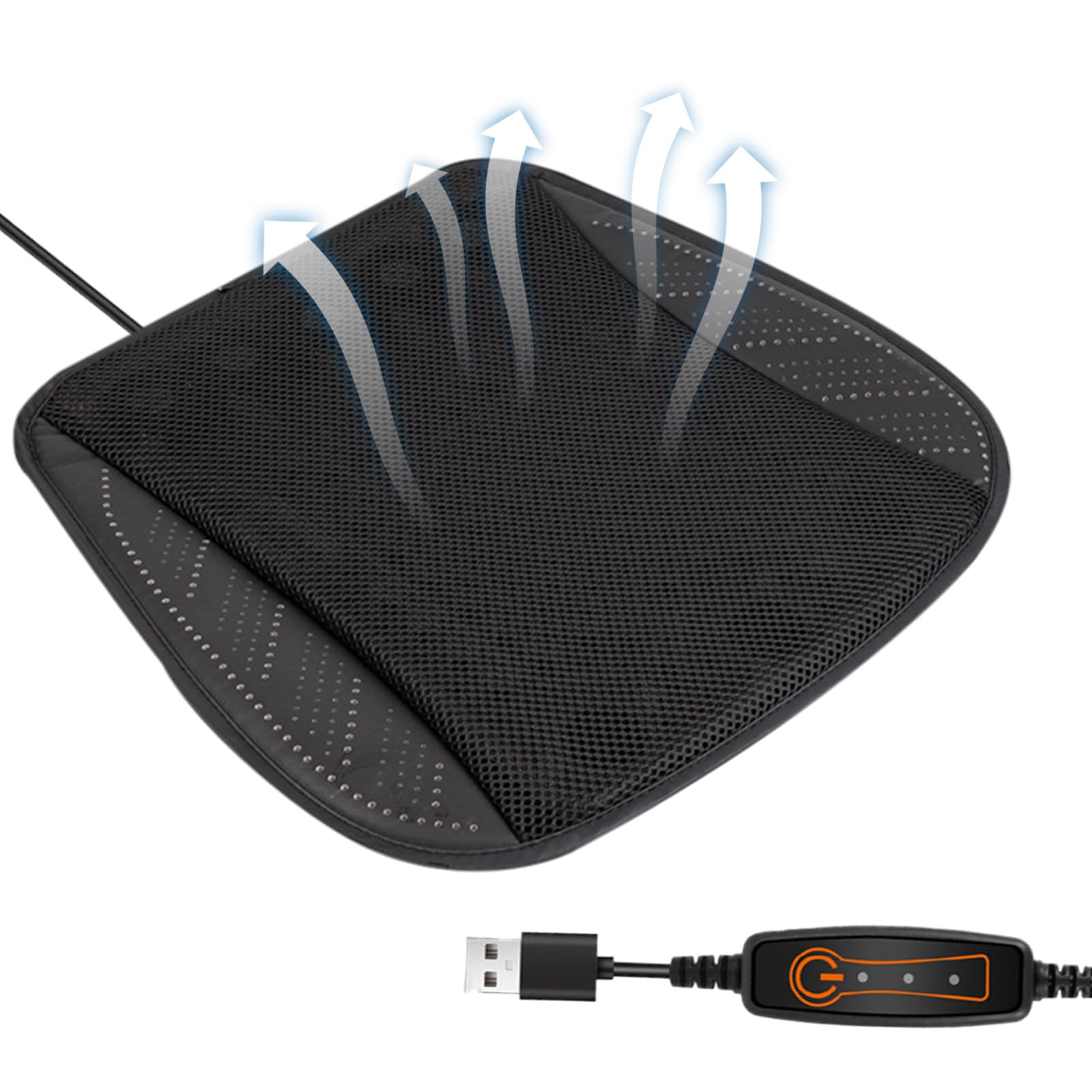 Belüftetes Sitzkissen für – atmungsaktives Sitzkissen, aktives Belüftungs-Design, USB-3-Gang-Plug-in mit 8 Lüftern leise Lösung