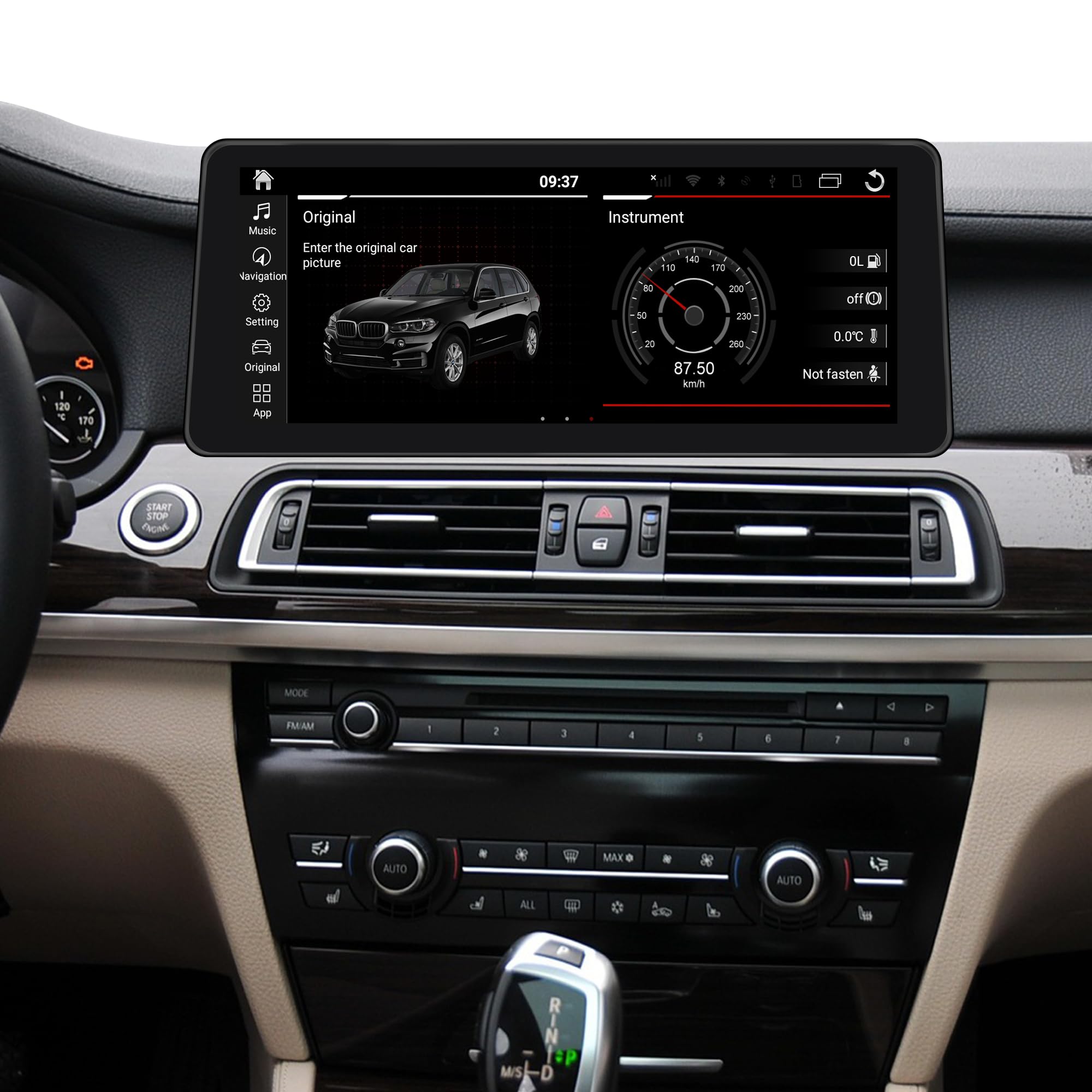 Aktualizacja ekranu Android 30.3 cm do BMW serii 7 F01 F02 F03 CIC, CarPlay, Android Auto, lustrzane odbicie ekranu, podzielony ekran, Wi-Fi, muzyka, nawigacja, kamery samochodowe, Netflix Spotify