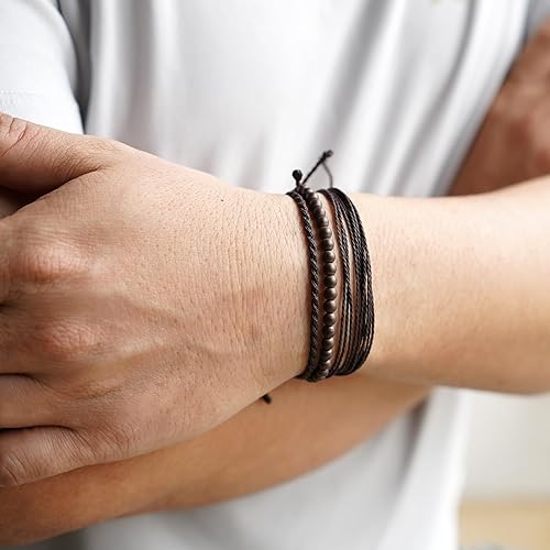 Miniatura 269 de Handmade Natural Stone Beaded Healing Bracelet Gift for Men Adjustable Rope String Bracelet (picasso jasper, Adjustable)