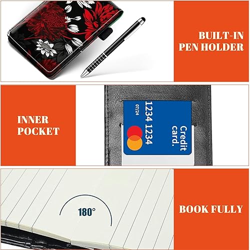 Miniatura 61 de Juego de 4 soportes para bloc de notas de tamaño de bolsillo, de piel sintética, mini bloc de notas con 2 bloc de notas pequeños y lápiz capacitivo