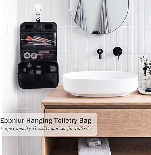 Miniatura 7 de Neceser colgante, organizador de viaje de gran capacidad para artículos de tocador, tela Oxford impermeable, bolsa de cosméticos de viaje con gancho