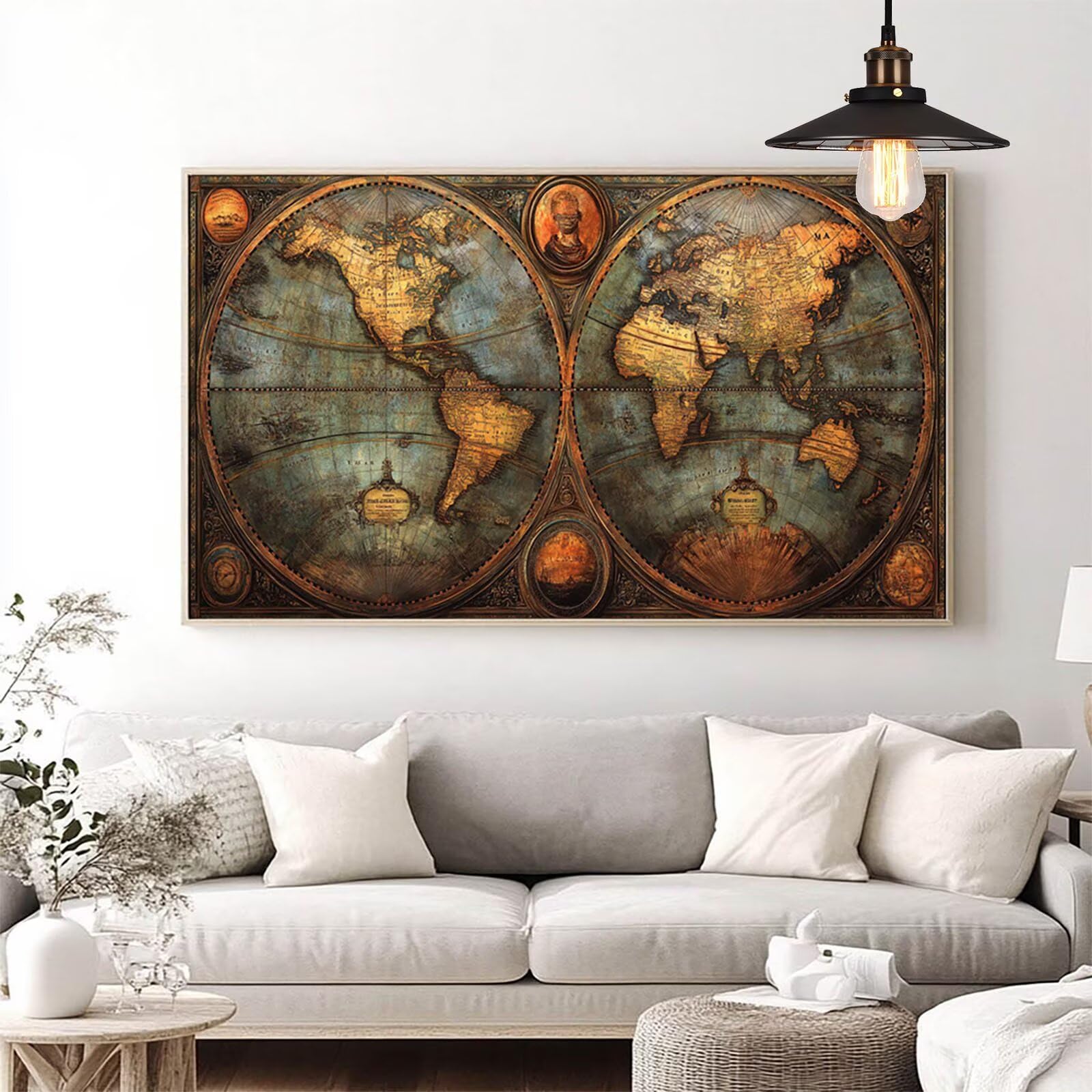 5D DIY Diament Malarstwo Mapa Świata, Malowanie Diamentowe Malowanie Według Liczb Dorosłych Mapa, Zestaw Do Haftu Okrągły Pełny Wiertło Diamentowe Malowanie 100 x 200 cm, Zestaw do malowania