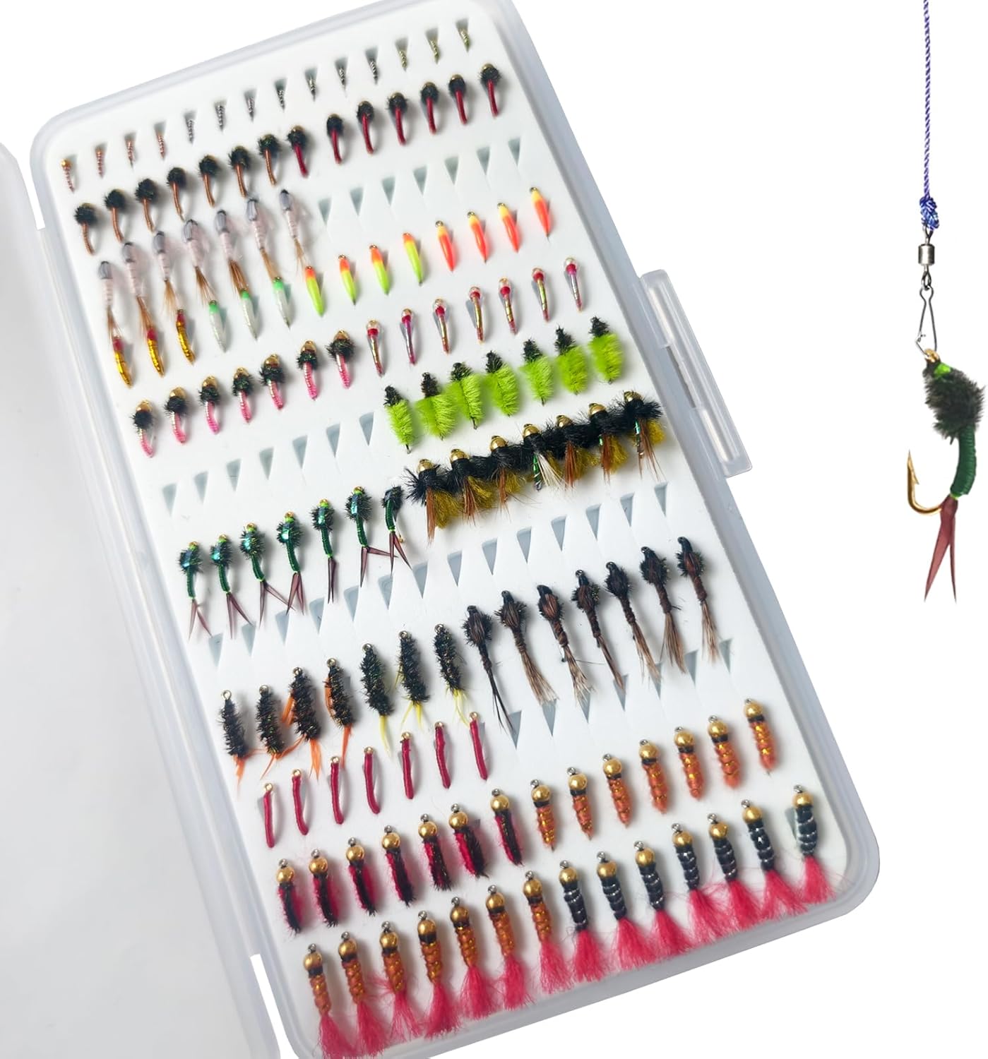 134 Pcs Fishing Flies Kit Hand Tied Dry Wet Flies Assortment with Box Fly Fishing Lures