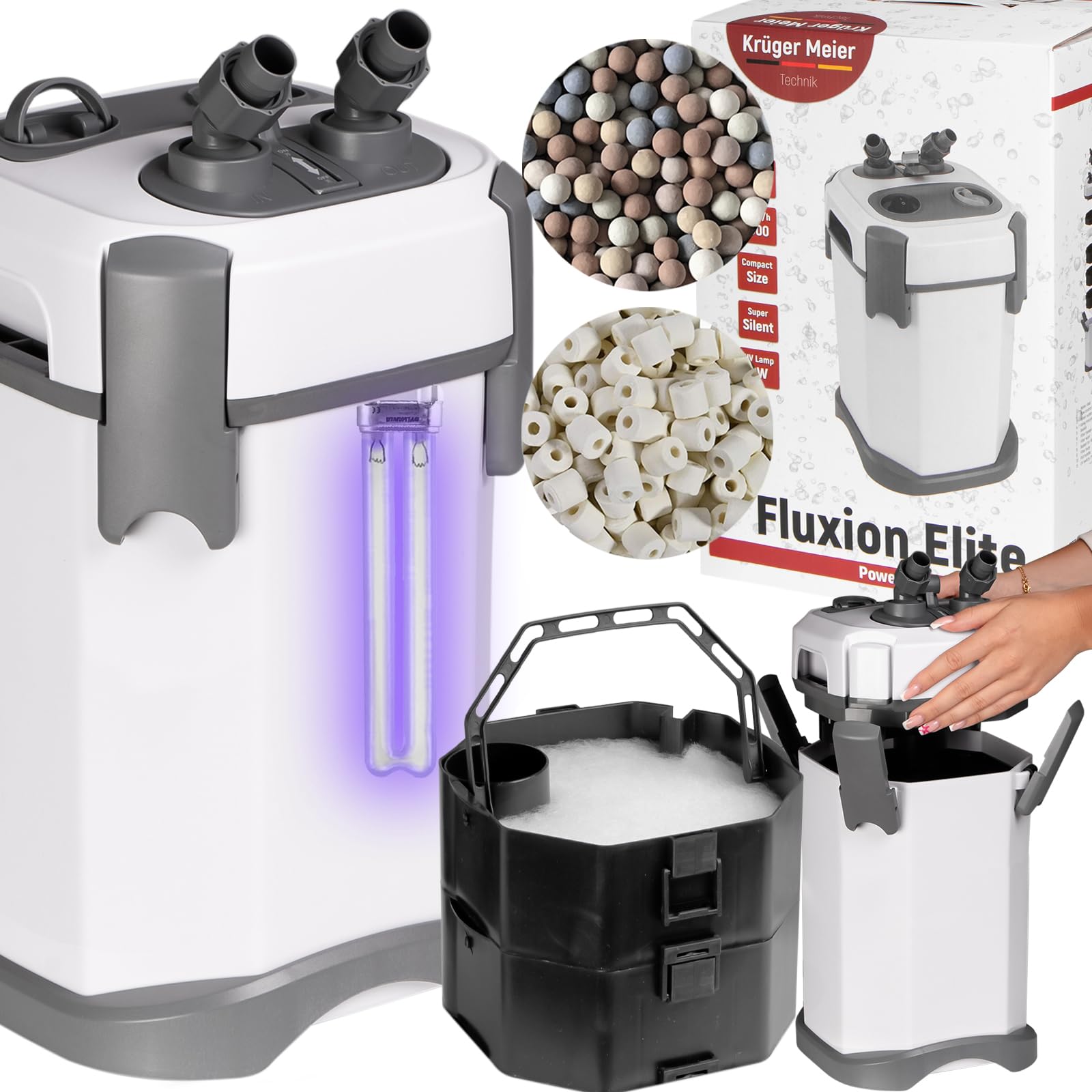Fluxion Elite 1800 UVC Pro – Filtro Externo con lámpara UV para acuarios 120-350 L