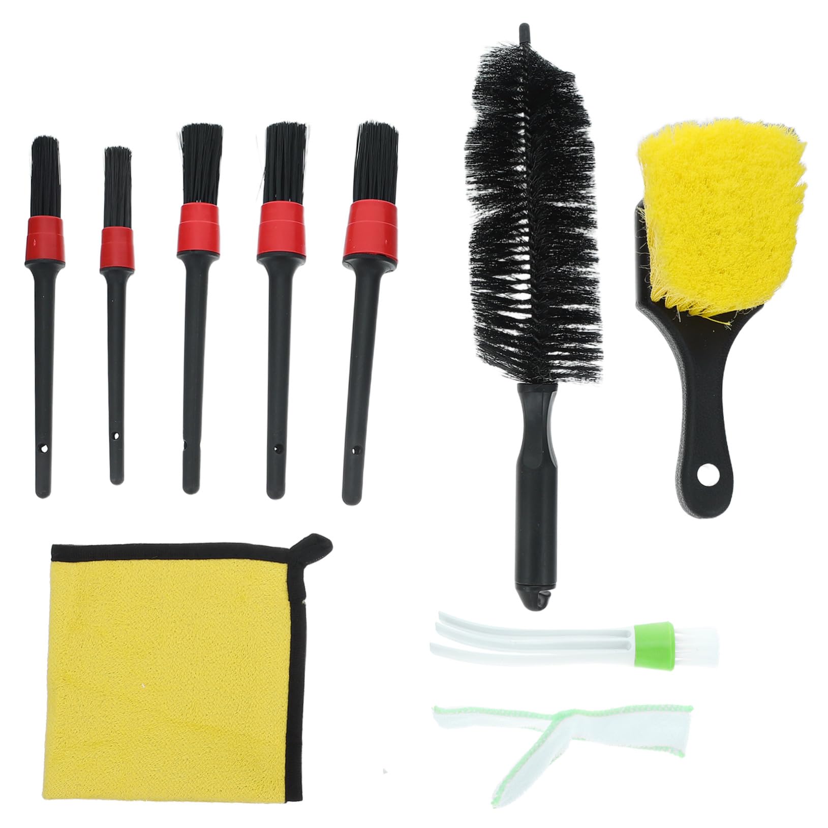 Kit Spazzole Pulizia Auto 9 Pezzi in Plastico Pp per Detailing