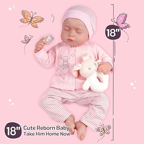 Miniatura 4 de JIZHI Muñecas realistas de bebé Reborn  18 pulgadas, cuerpo suave, realista, muñecas de bebé recién nacidas, muñecas de la vida real con ropa y