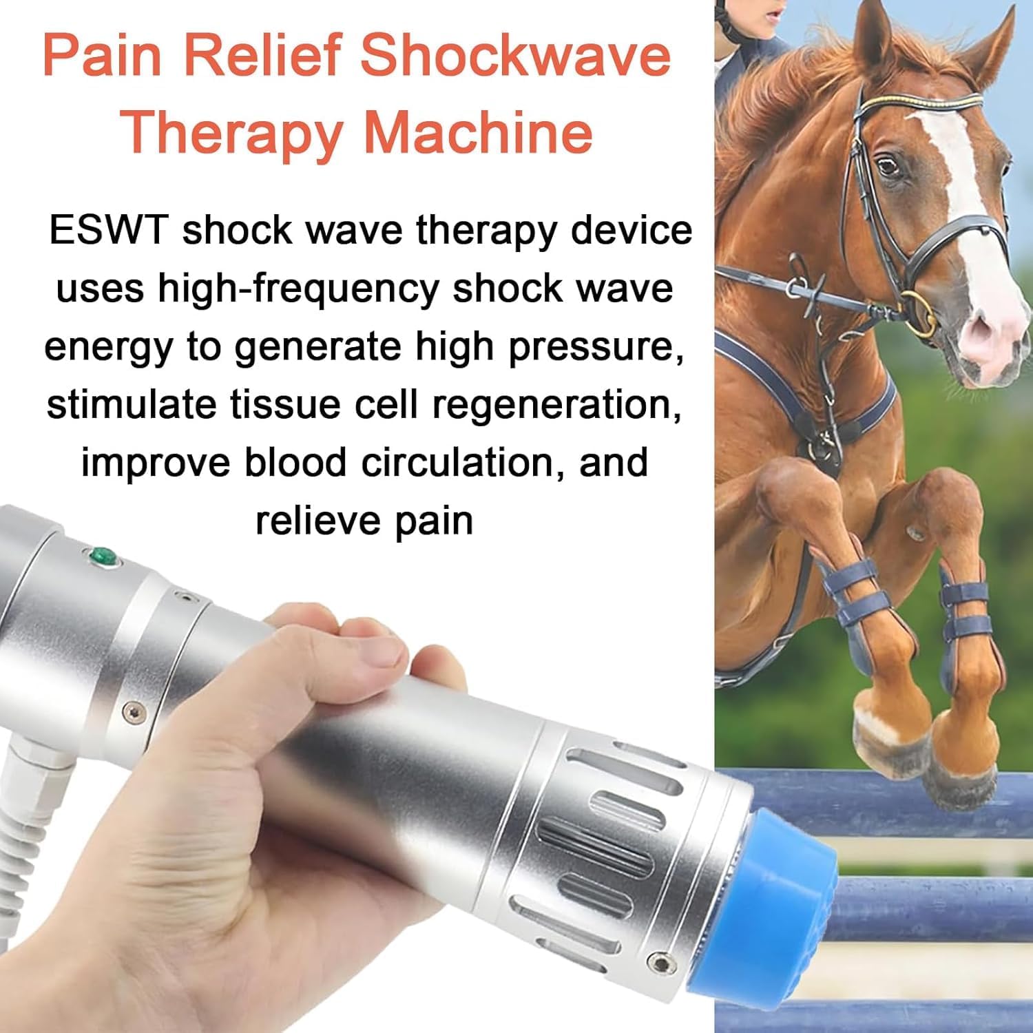 Extracorporal Shockwave Therapy Machine for Horse, Animal Shock Wave Massager with 7 Massage Heads, 10-300MJ Energy & 1-18Hz Frequency Adjustable, for Joint Muscle Pain Relief