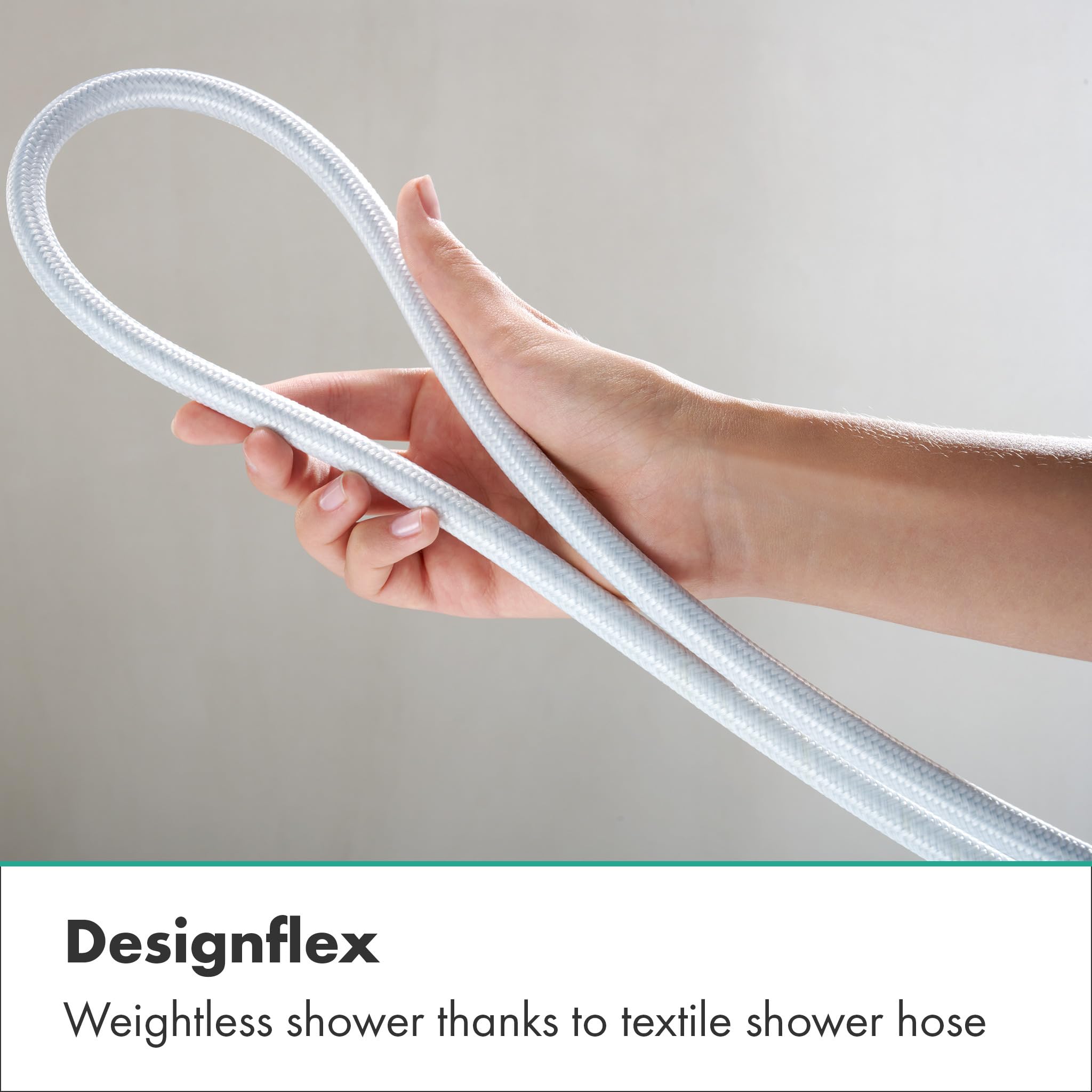 hansgrohe Raindance Alive Select S - Set doccetta per doccia con doccino a risparmio idrico (EcoSmart, 3 getti incl. PowderRain), tubo flessibile (1,60 m) e supporto, bianco opaco, 24611700