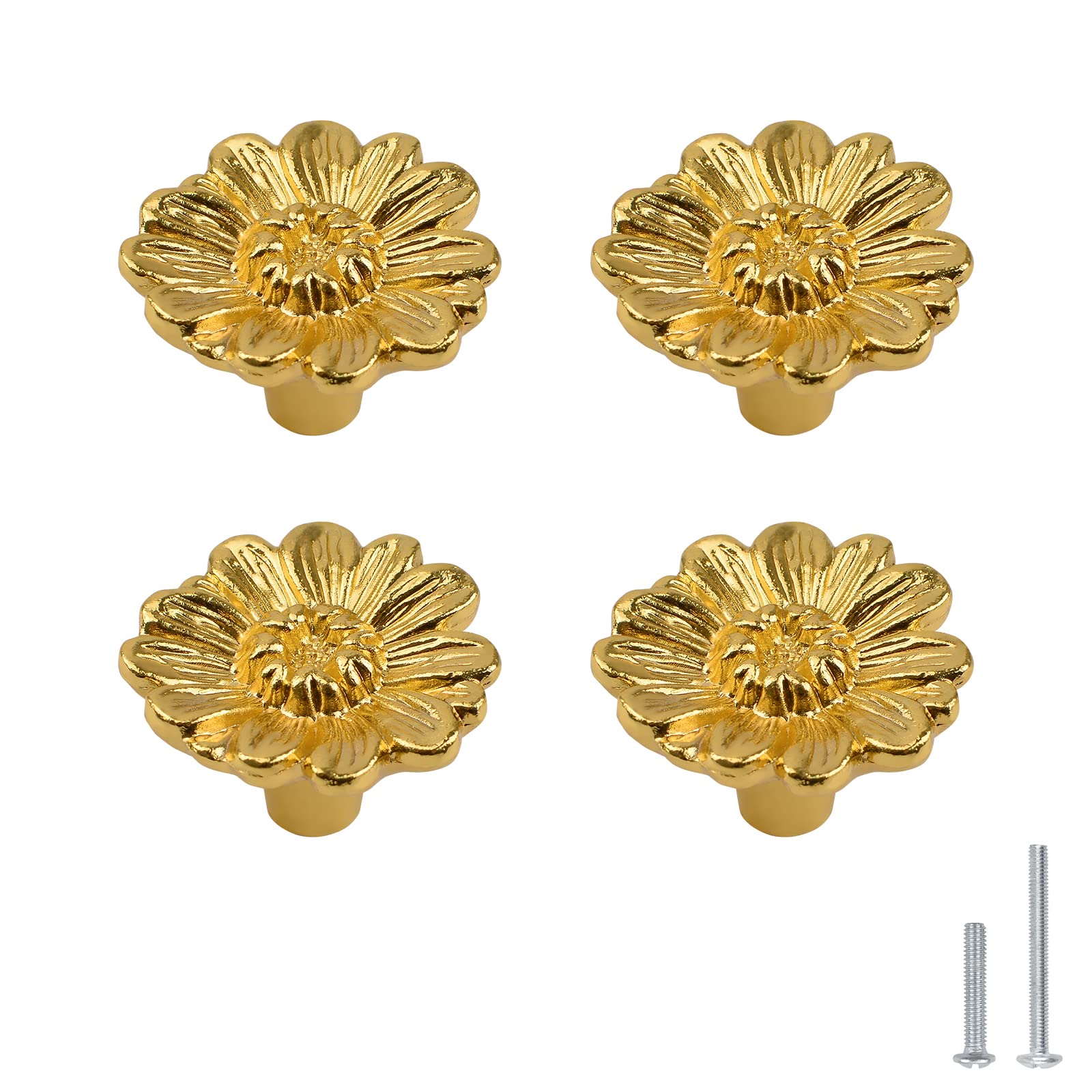 MOROBOR Zinc Alloy Little Daisy knobs Flower Shape Cabinet Knobs for Cabinet Drawer Cupboard Dresser Pulls Handle Single Hole Hardware Handle 4 Pieces