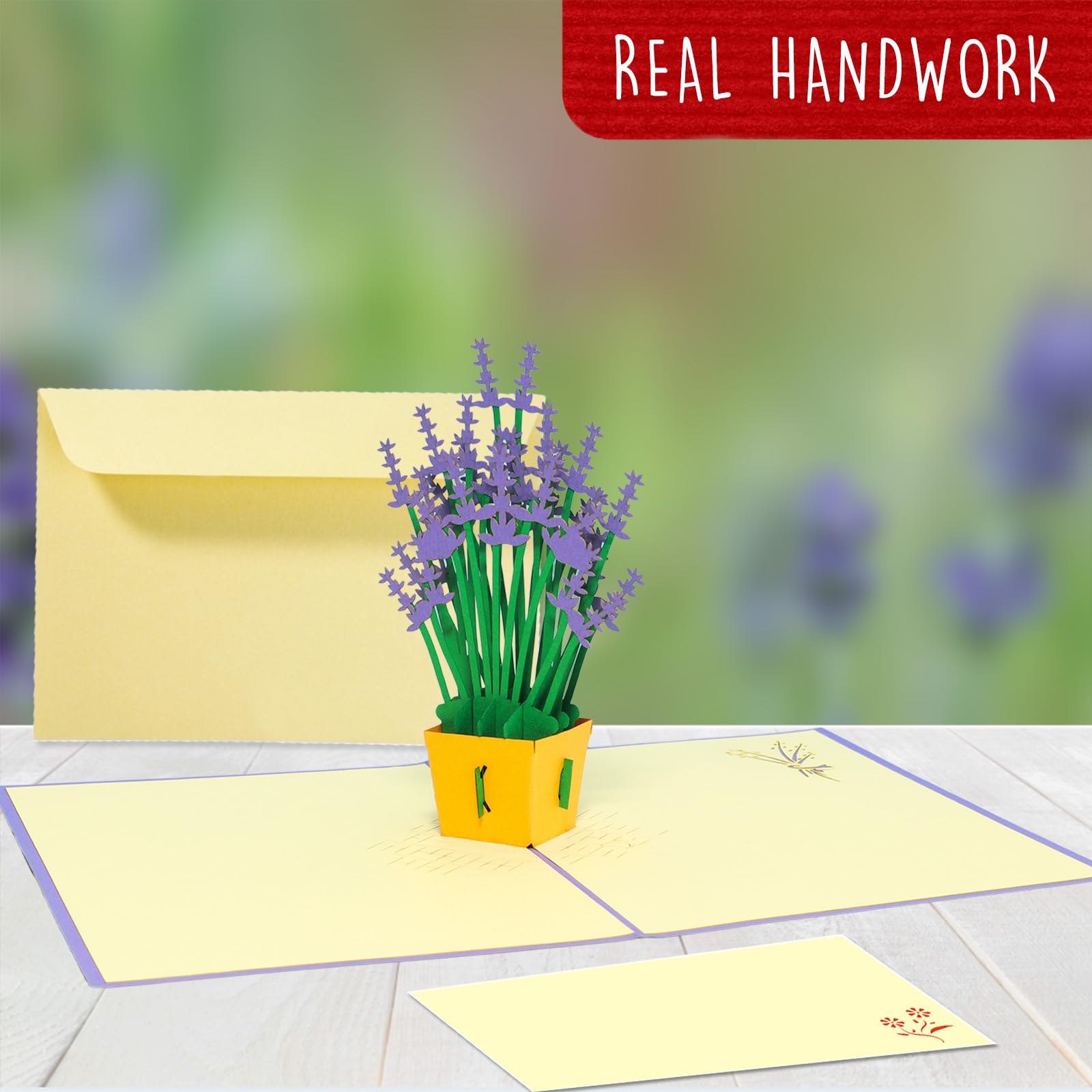 3D Pop-Up Karte Lavendel – Handgefertigt Aus Japanpapier, Mit Einleger, Für Geburtstag & Dankeschön
