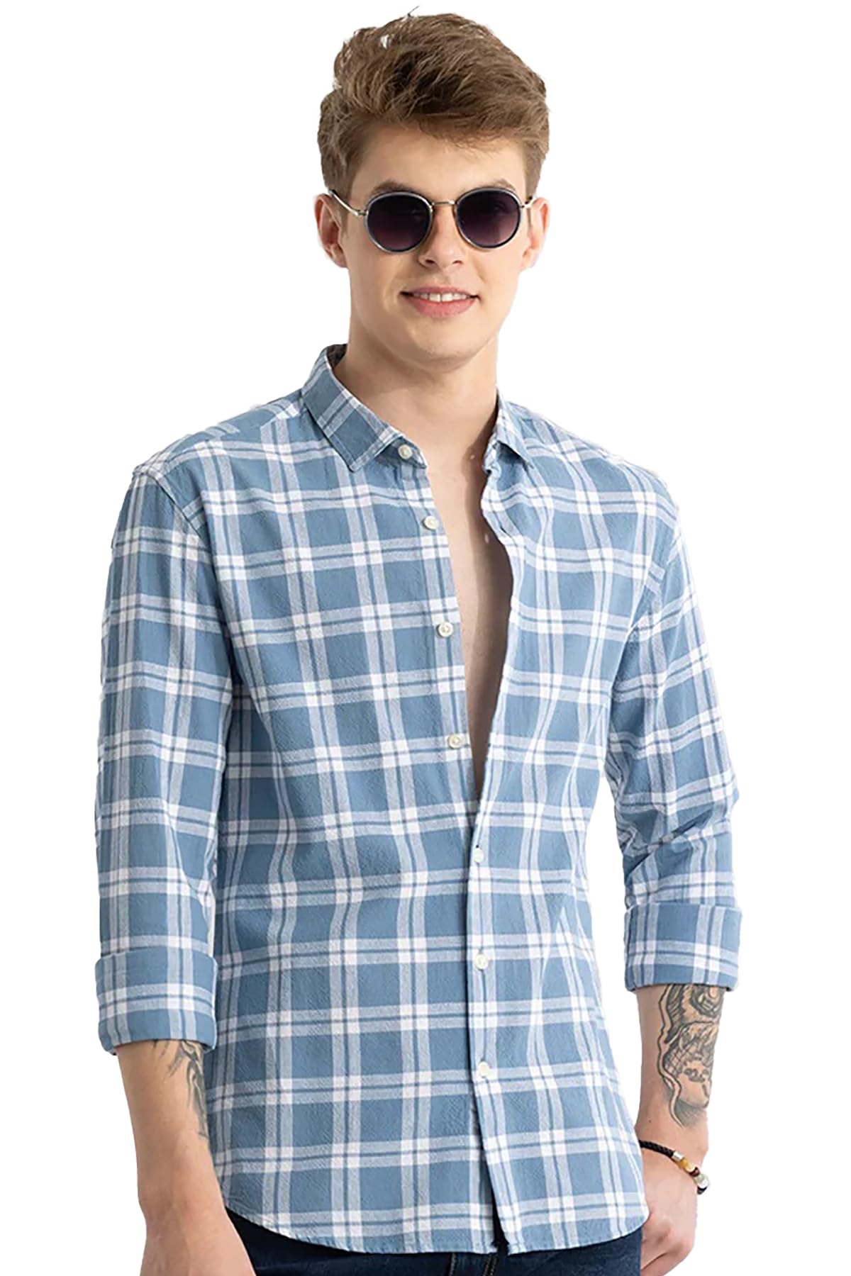 Men's Cotton Casual Printed Checkered Stylish Latest Shirt for Men Plus Size Shirt for Men