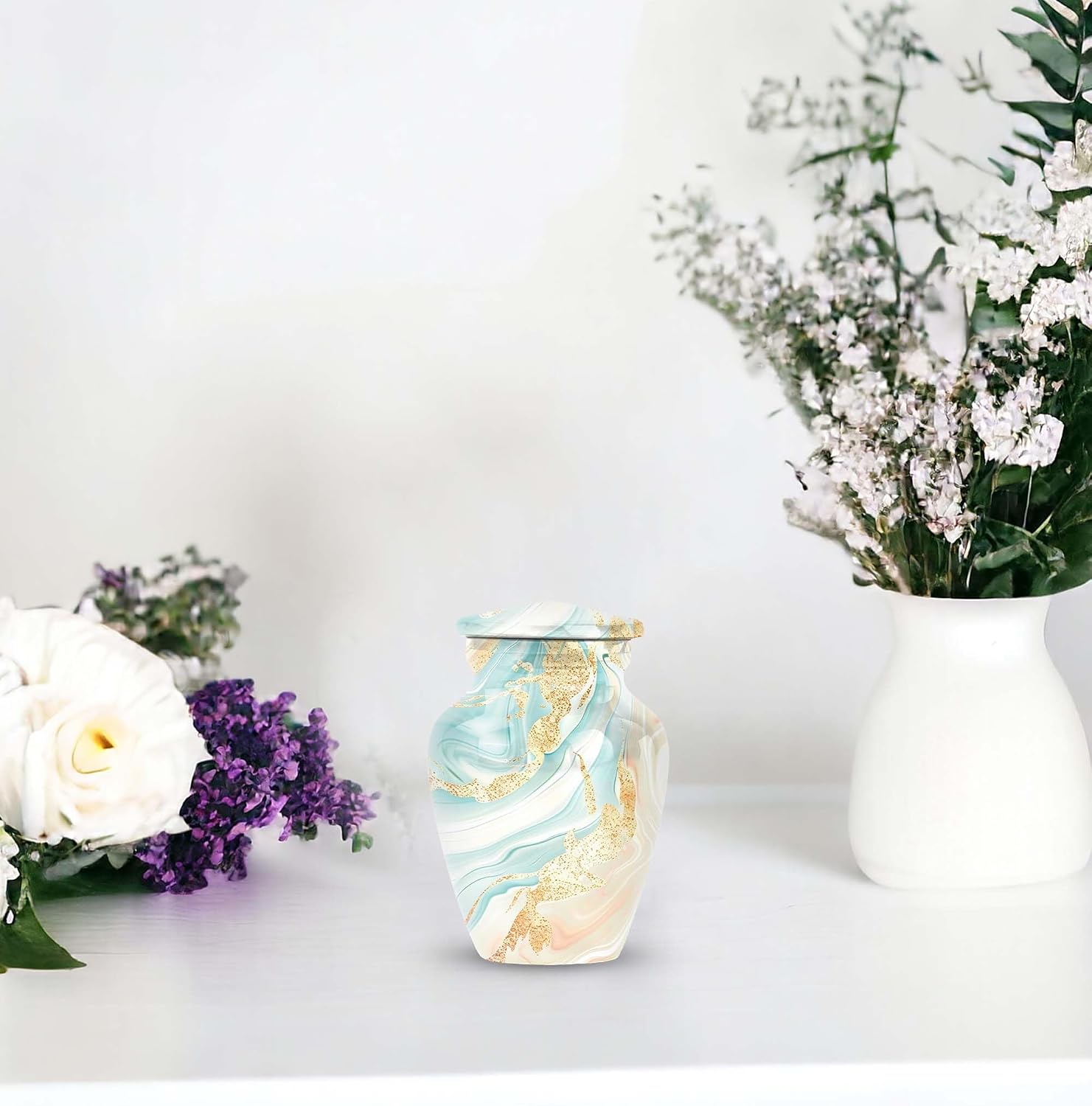Abstract Urn, Set of 4 Ashes Keepsake for Men, Urn for Ashes Adult Male & Female Small, Urns for Human Ashes Adult, Cremation Keepsake Urns, Mini Keepsake Funeral Urn 3''