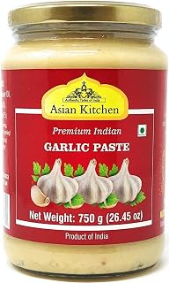 Asian Kitchen Garlic Cooking Paste 26.5oz Glass Jar - Vegan Gluten-Free Non-GMO Indian Puree for Curries Stir-Fry Marinades