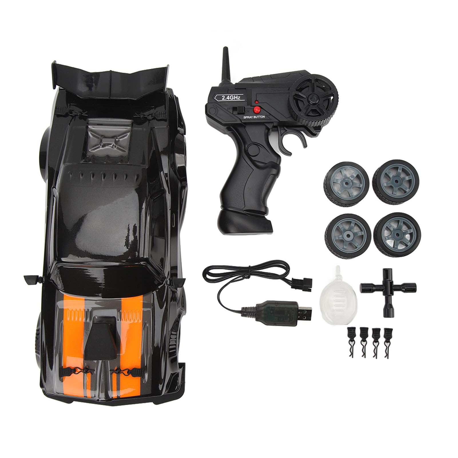 BuyWeek Coche Teledirigido RC Drift Car, 2,4 GHz 1:16 4WD 18 km/h con Luz LED para Adultos (Negro 2 Baterías)