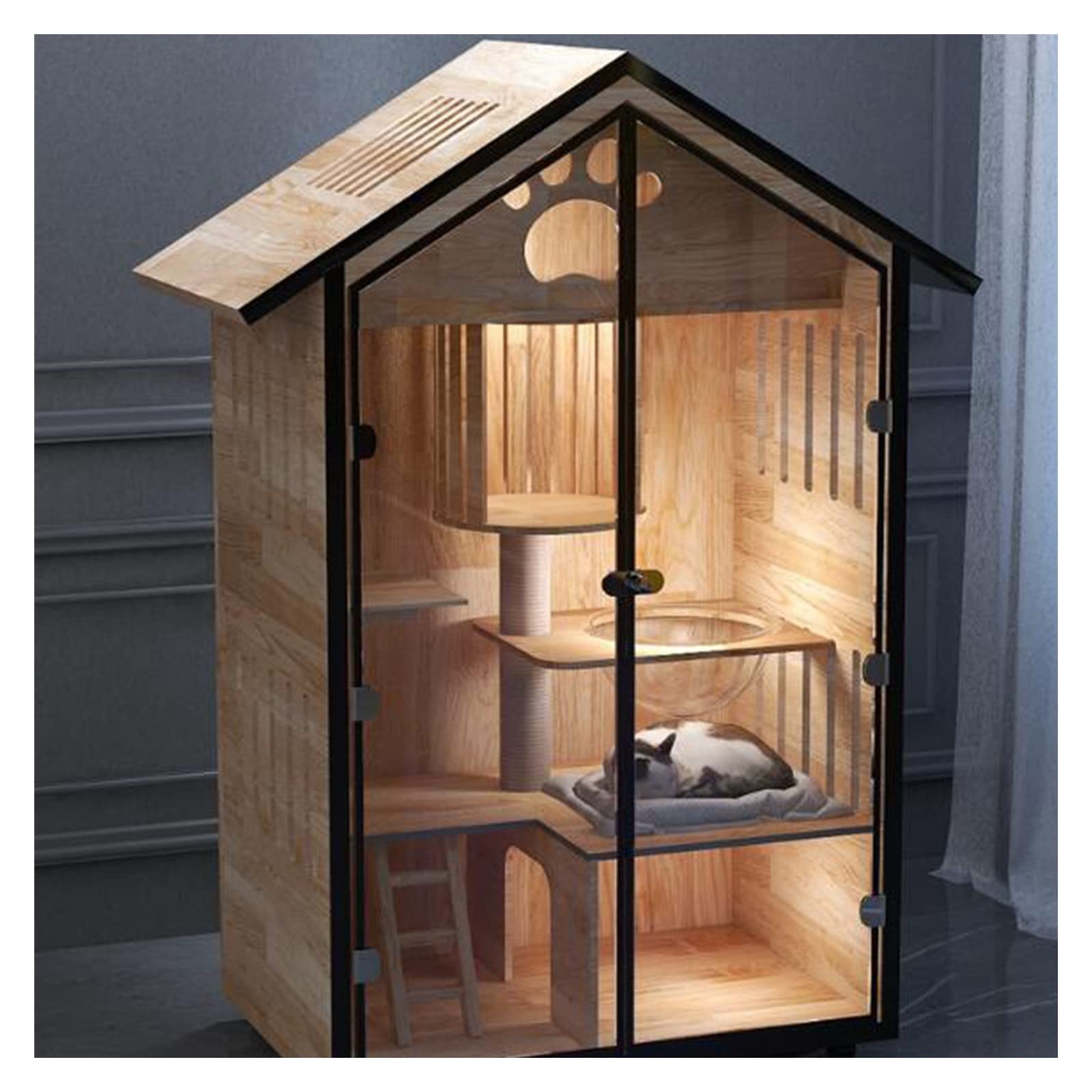 villa per gatti Gabinetto for gatti Gabbia for Villa for Lettiera for Cuccia for Sala parto for (A3) Per interni