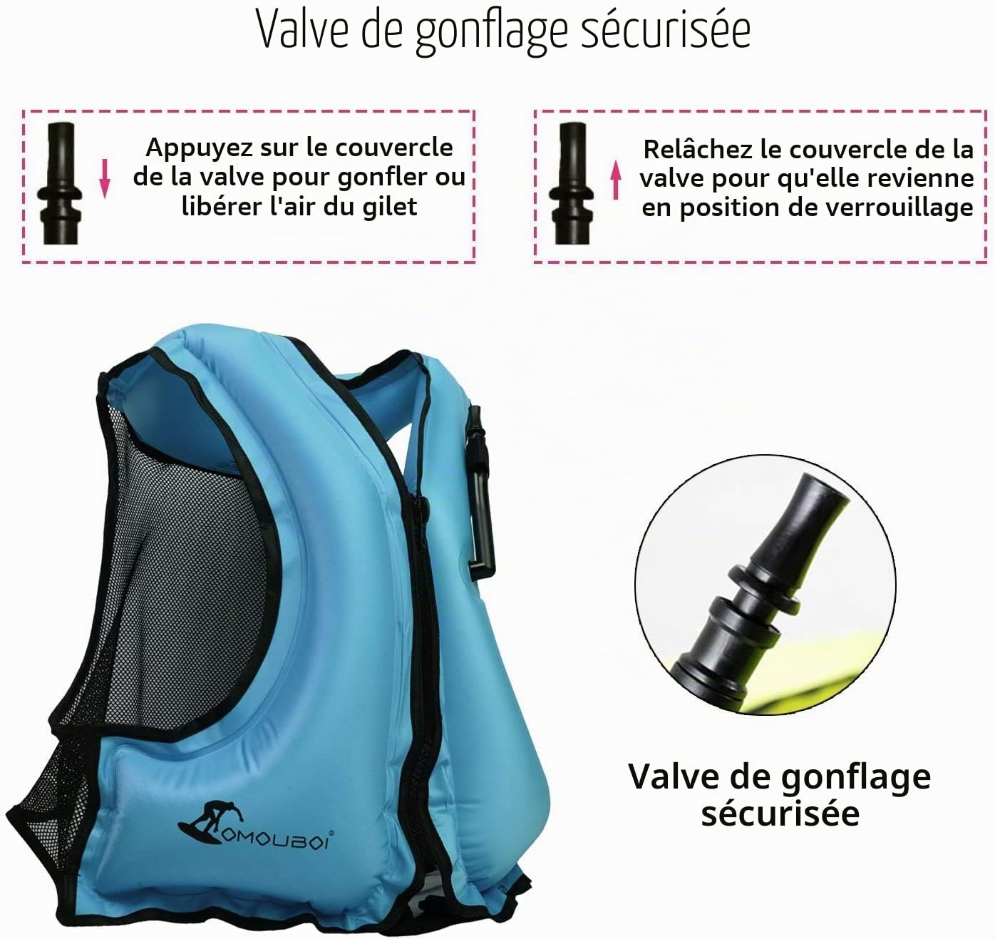 Veste gonflable de natation, kayak, pêche, plongée avec tuba, flottabilité, veste de natation, veste de natation, veste de natation, gilet coloré, convient pour les sports nautiques pour