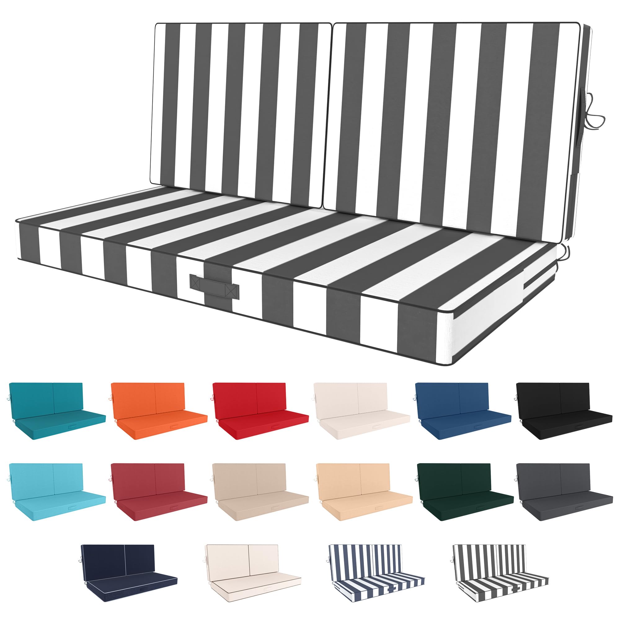 ARDEN Outdoor Loveseat Cushion Set, 48 X 24, Water Repellent, Fade