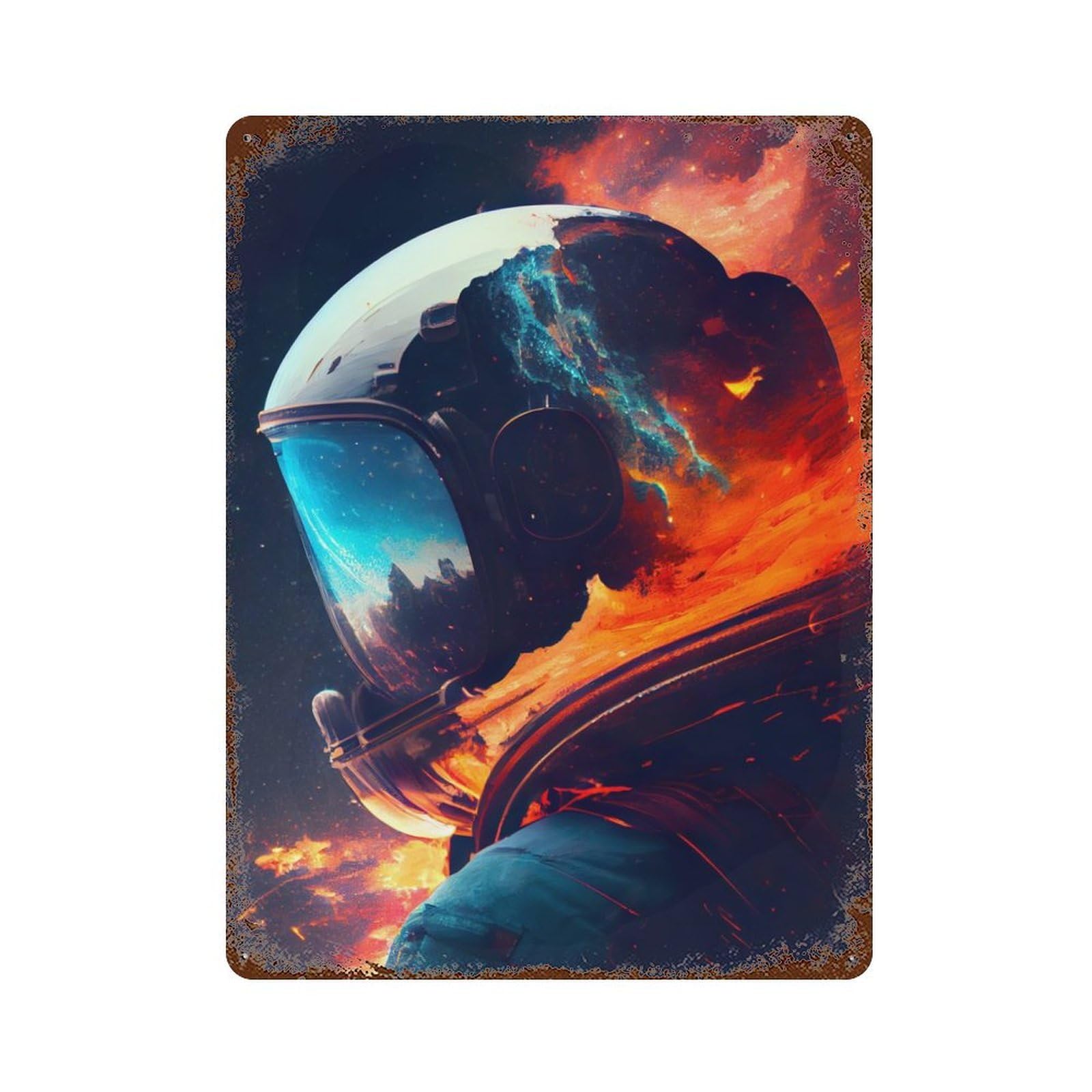 Lunar Dreamscape Rustic Tin Plaque 15.7"x11.8", Ideal for Cafe, Home Bar And Lounge Decor